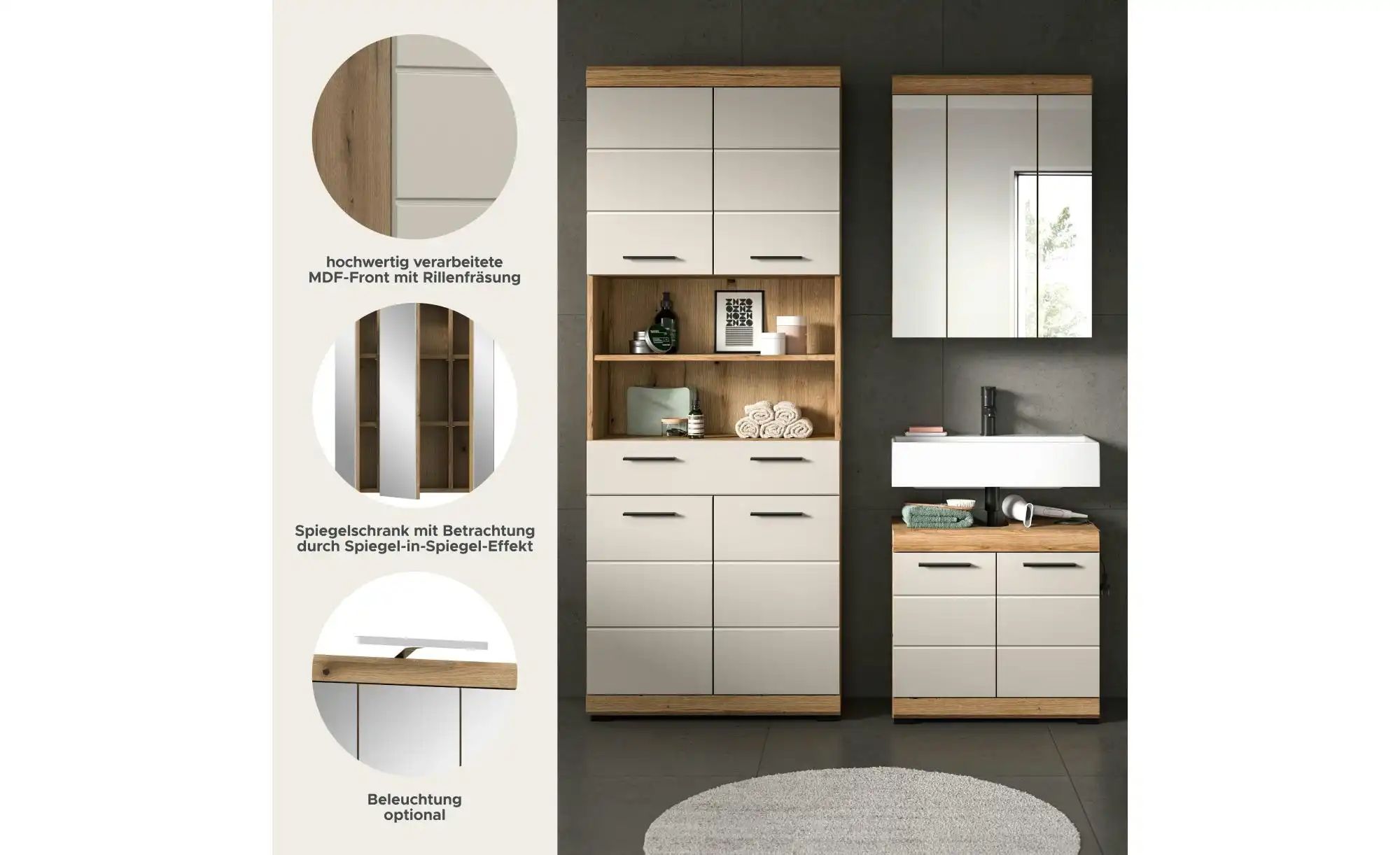 Badkombination  Schloonsee ¦ holzfarben ¦ Maße (cm): B: 149 H: 191 Schränke günstig online kaufen