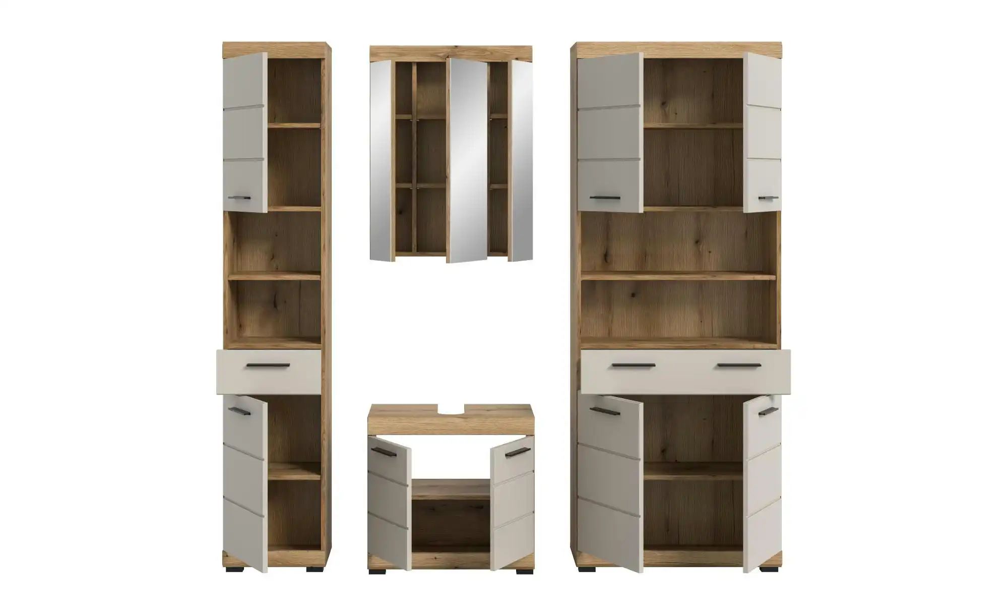 Badkombination   ¦ holzfarben ¦ Maße (cm): B: 201 H: 191 Schränke > Badschr günstig online kaufen