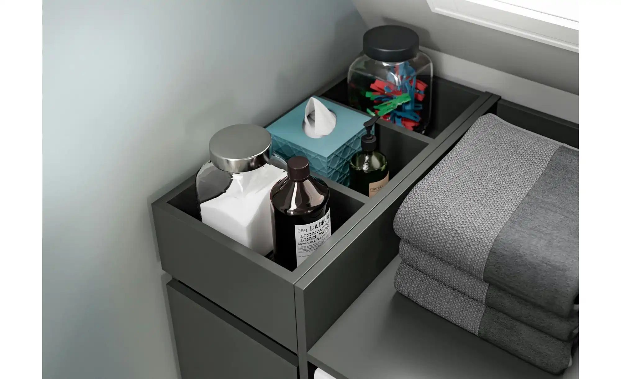 Waschmaschinenumbau Set   ¦ grau ¦ Maße (cm): B: 124 H: 101 Schränke > Bads günstig online kaufen