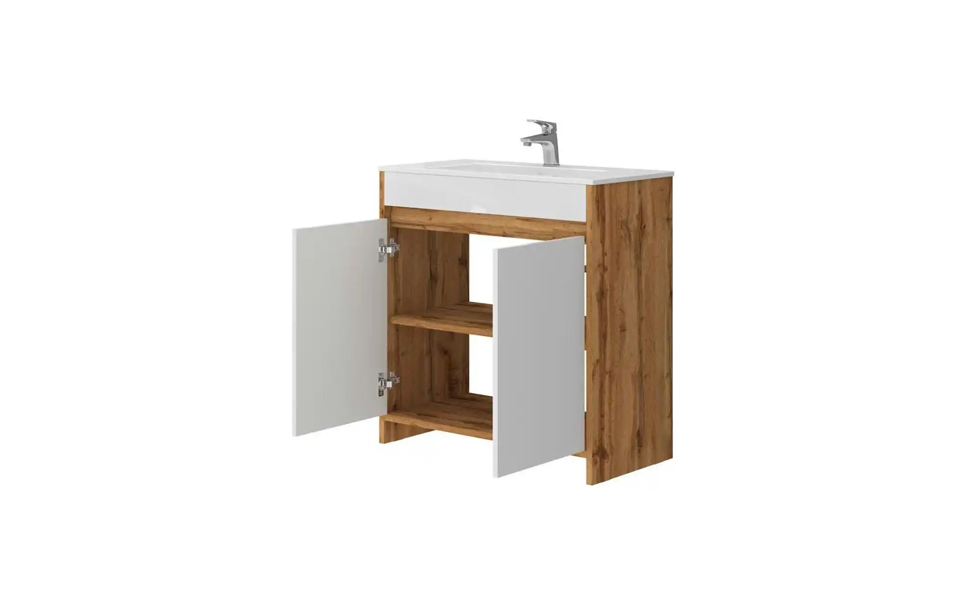 Thumbnail - Badkombination ¦ holzfarben ¦ Maße (cm): B: 79,8 H: 81,9 Schränke > Badschränke > Komplett-Badkombinationen - Höffner