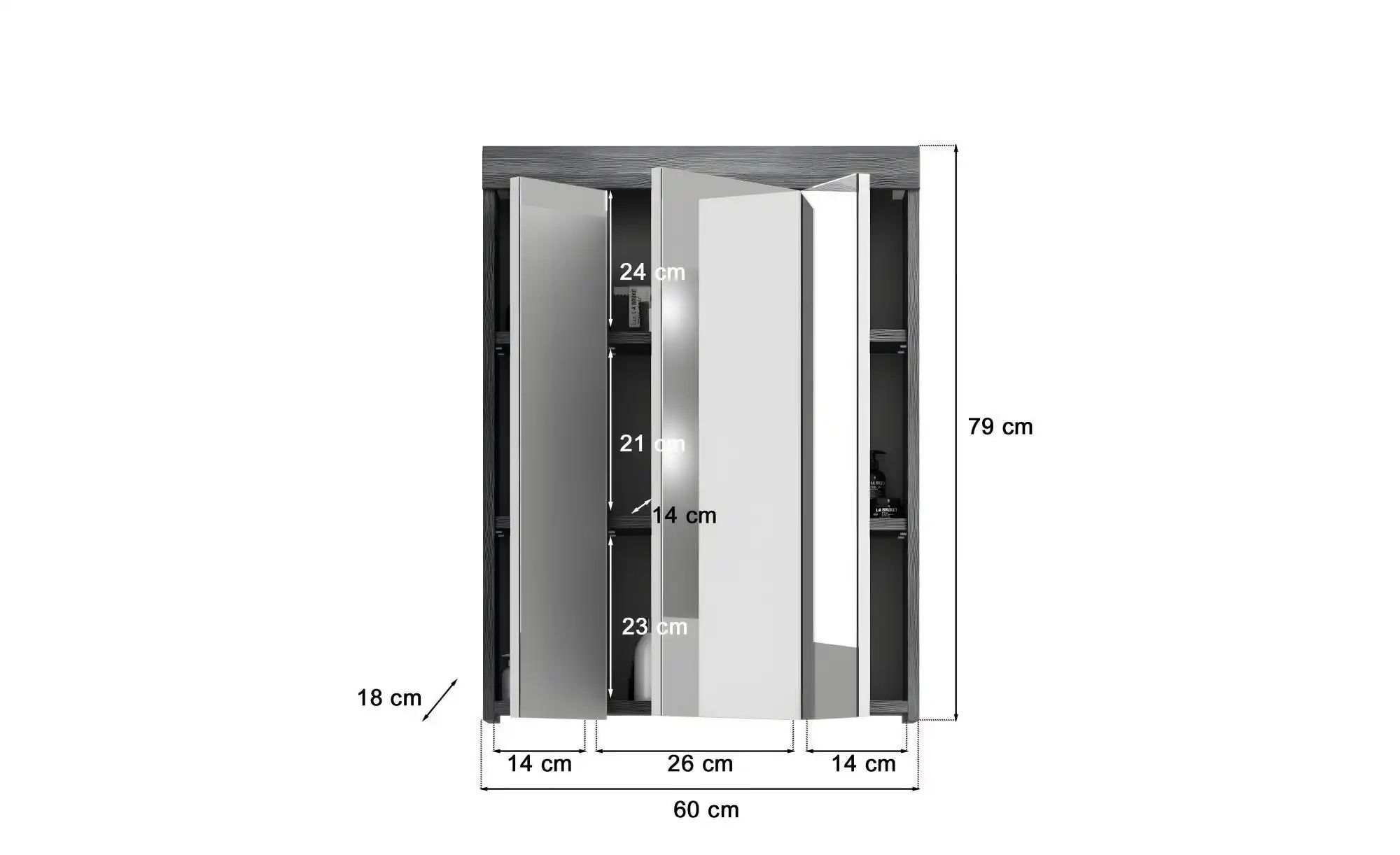 Spiegelschrank ¦ verspiegelt ¦ Maße (cm): B: 60 H: 79 Schränke > Badschränk günstig online kaufen