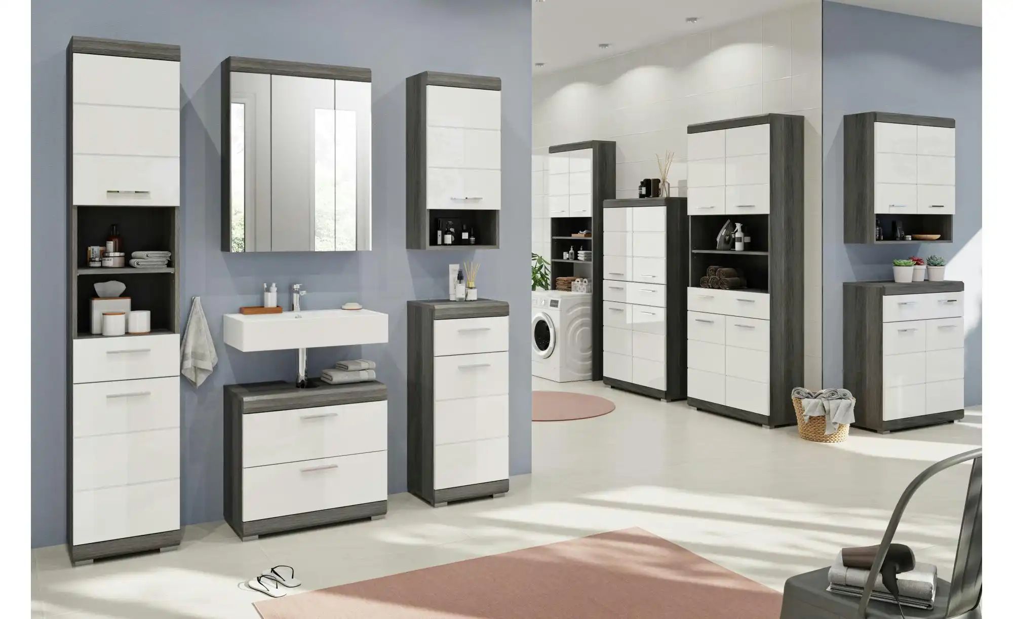 Thumbnail - Waschmaschinenumbauschrank SCHLOONSEE Breite 63cm für Waschmaschine & Trockner 2 Türen MDF-Front in verschiedenen F...