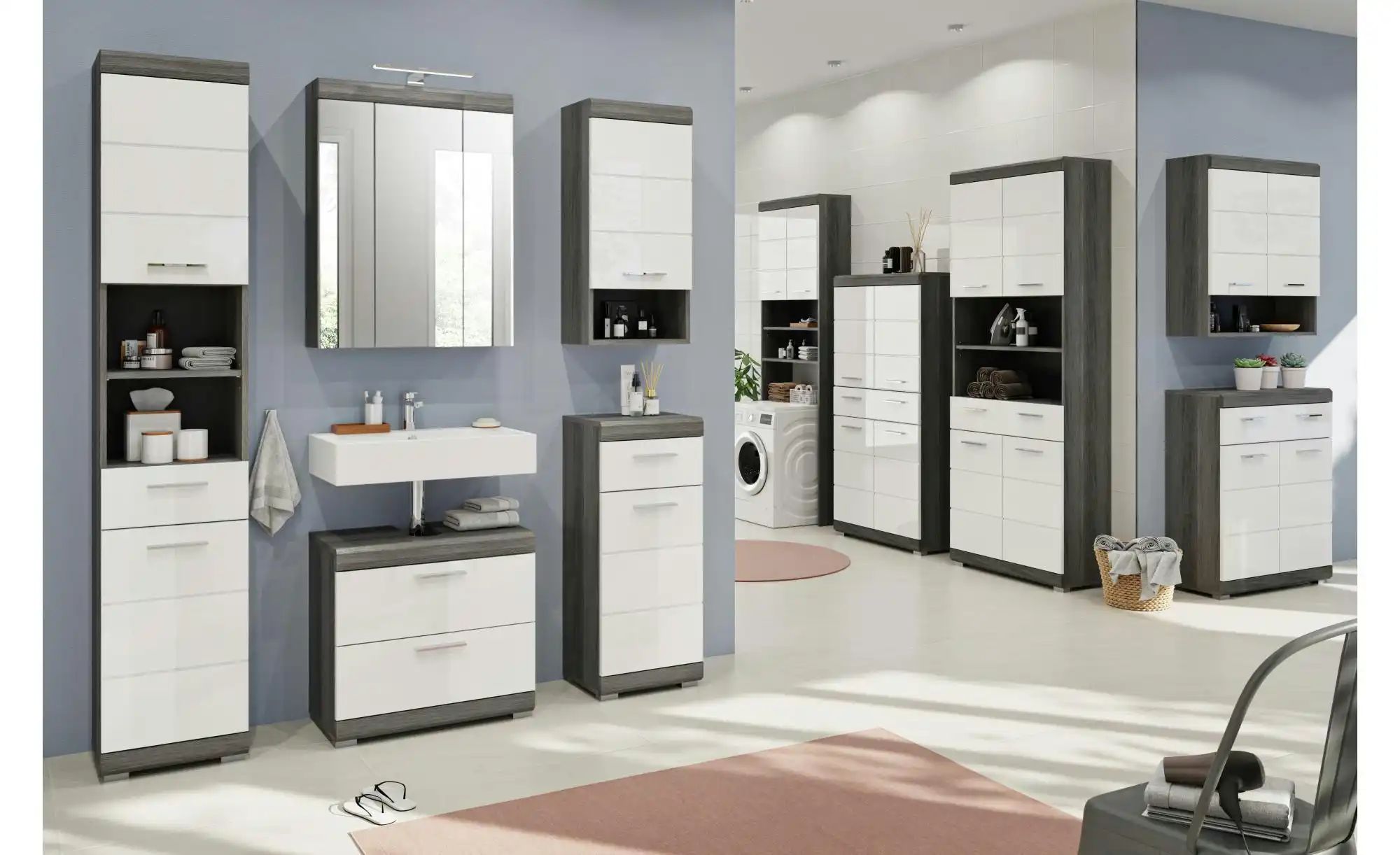 Thumbnail - Waschmaschinenumbauschrank SCHLOONSEE Breite 63cm für Waschmaschine & Trockner 2 Türen MDF-Front in verschiedenen F...