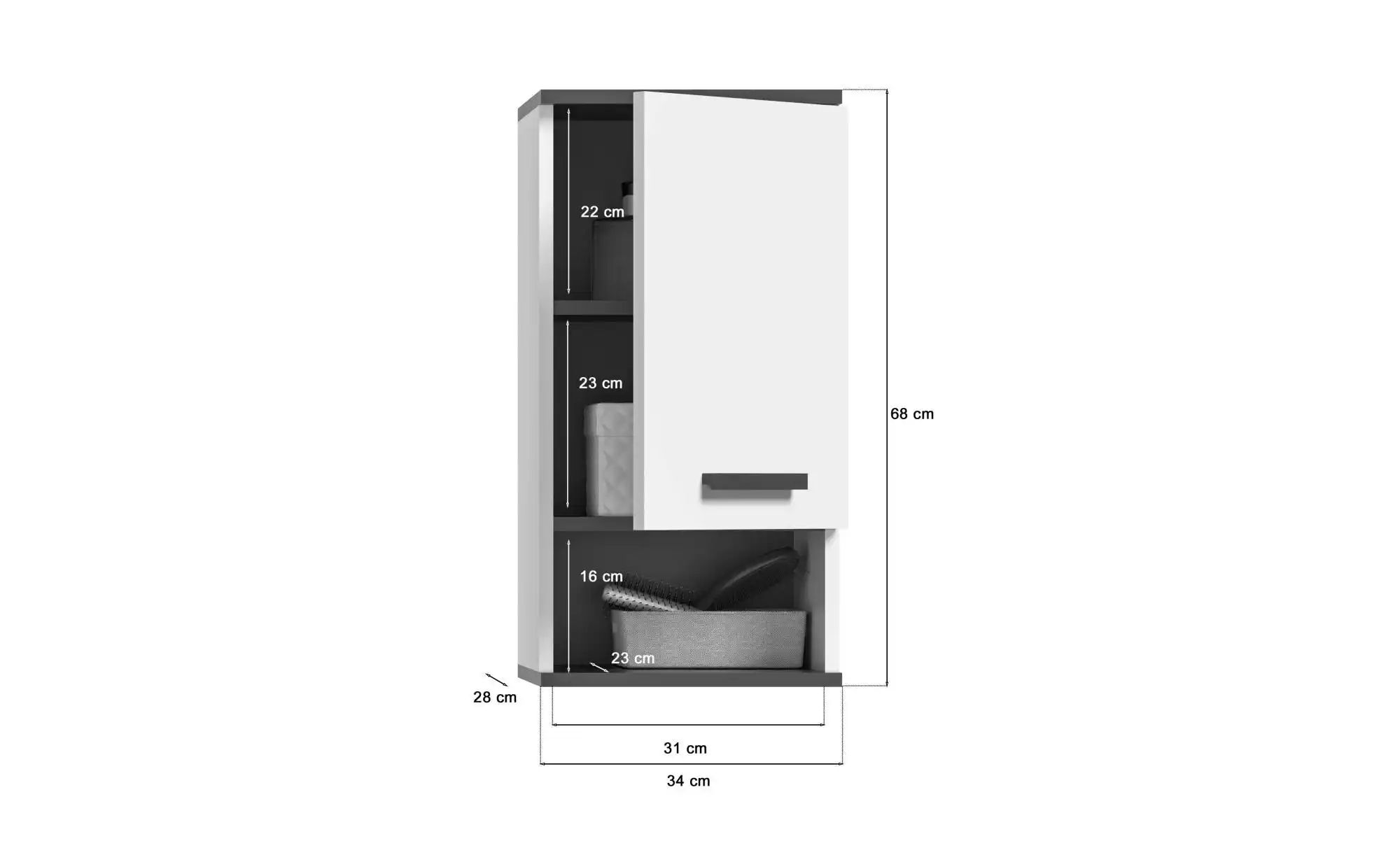 Oberschrank  Röggeliner See ¦ weiß ¦ Maße (cm): B: 34 H: 68 Schränke > Bads günstig online kaufen