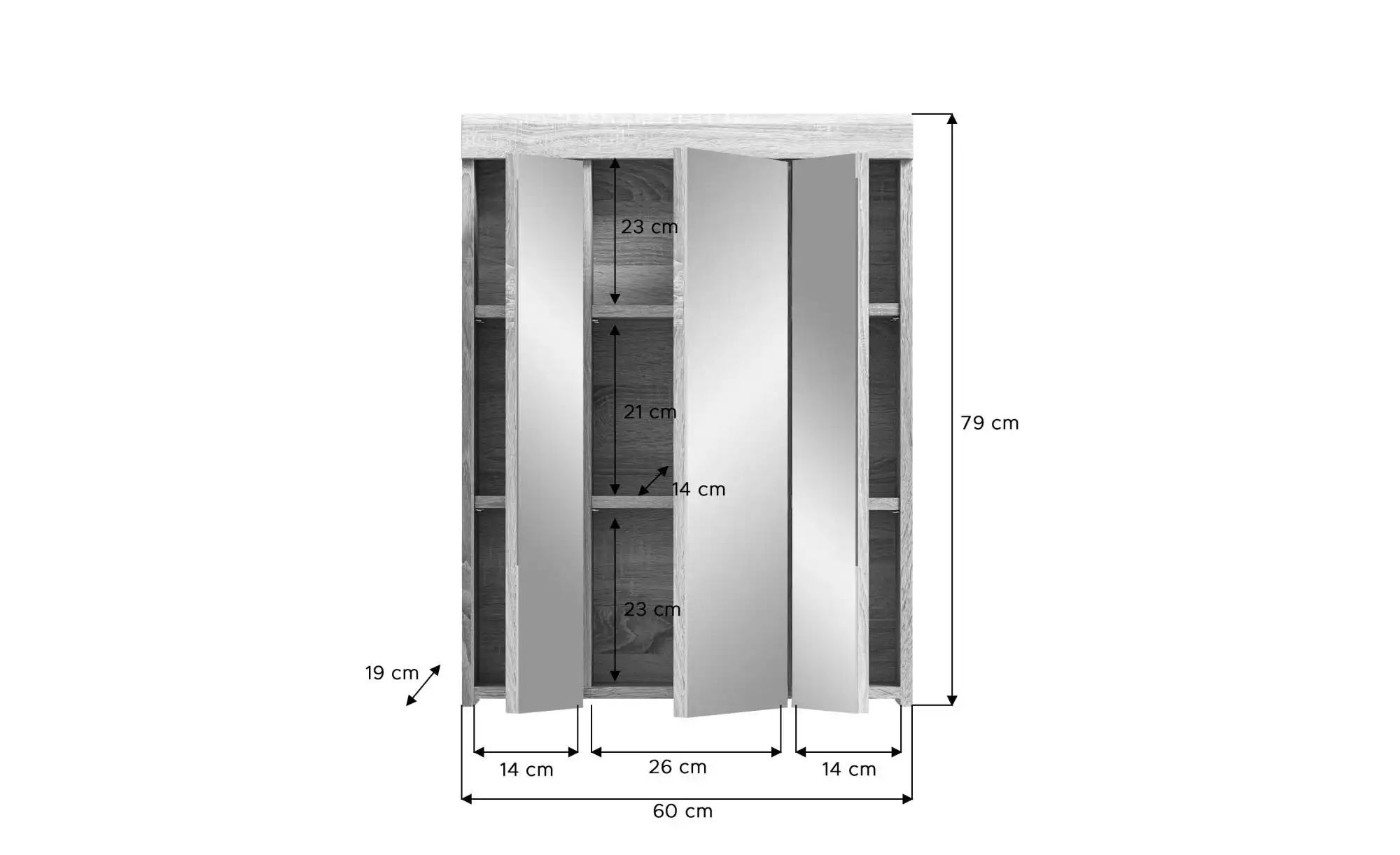 xonox.home Badezimmerspiegelschrank 60 x 79 x 18 cm (B/H/T) günstig online kaufen