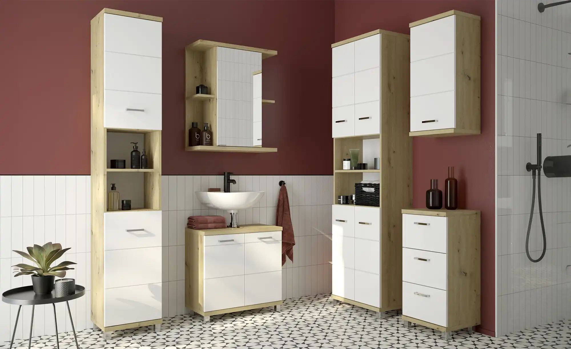 Thumbnail - Hochschrank Nehmitzsee ¦ holzfarben ¦ Maße (cm): B: 35 H: 192,5 T: 32.0 Schränke > Badschränke > Bad-Hochschränke - Höf...