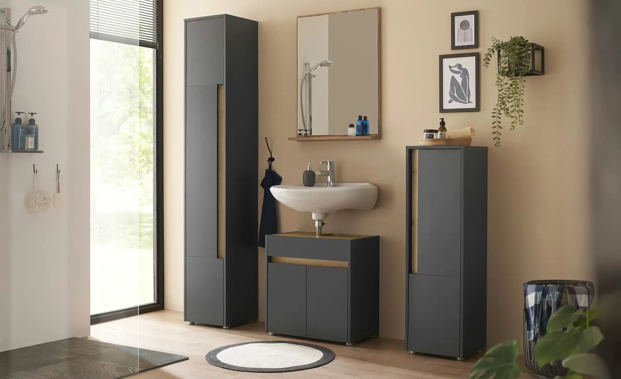 Thumbnail - Hochschrank Colpinsee ¦ grau ¦ Maße (cm): B: 35 H: 199 T: 34.0 Schränke > Badschränke > Bad-Hochschränke - Höffner