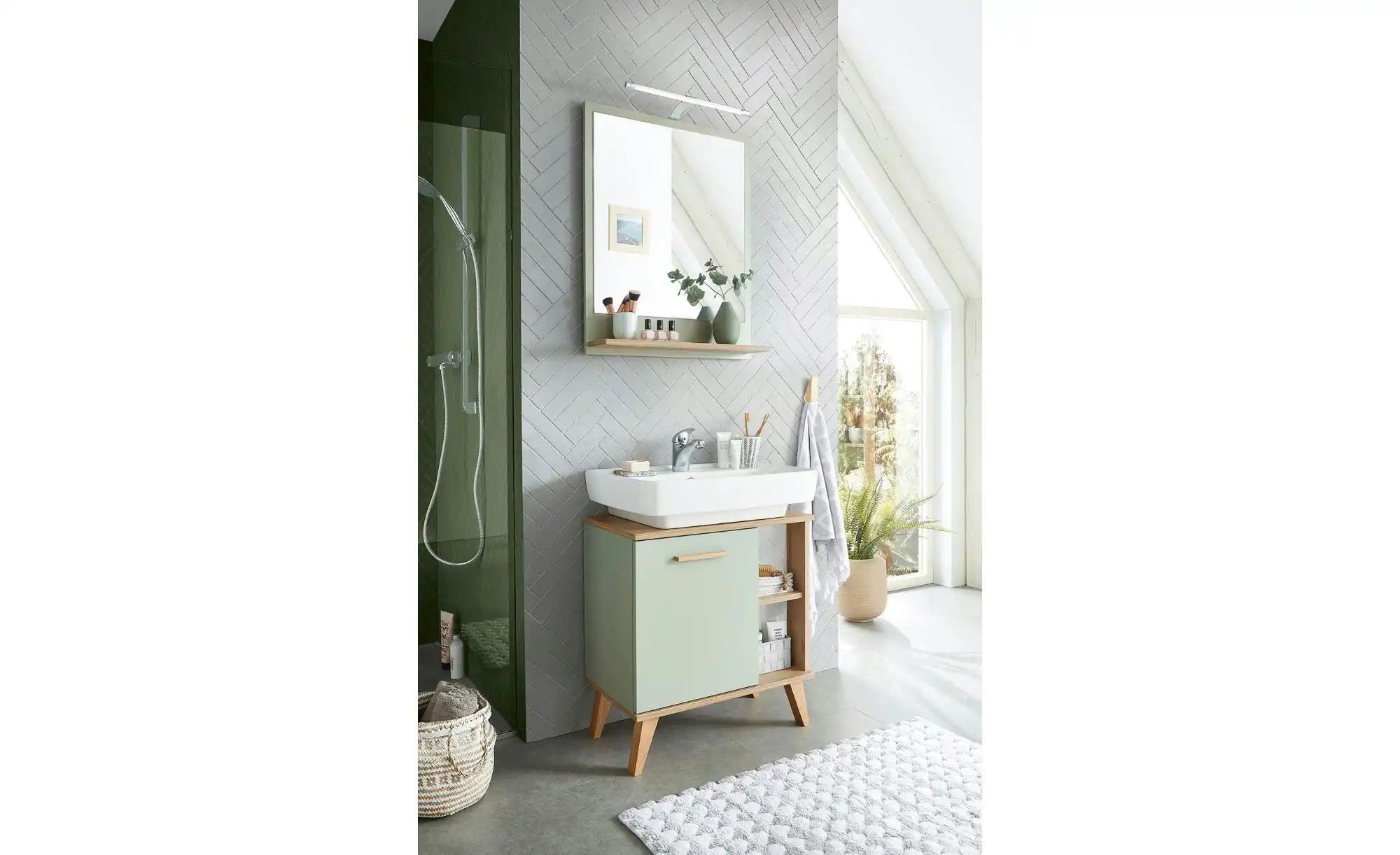 Badkombination  Dehmsee ¦ grün ¦ Maße (cm): B: 60,5 H: 200 Schränke > Badsc günstig online kaufen