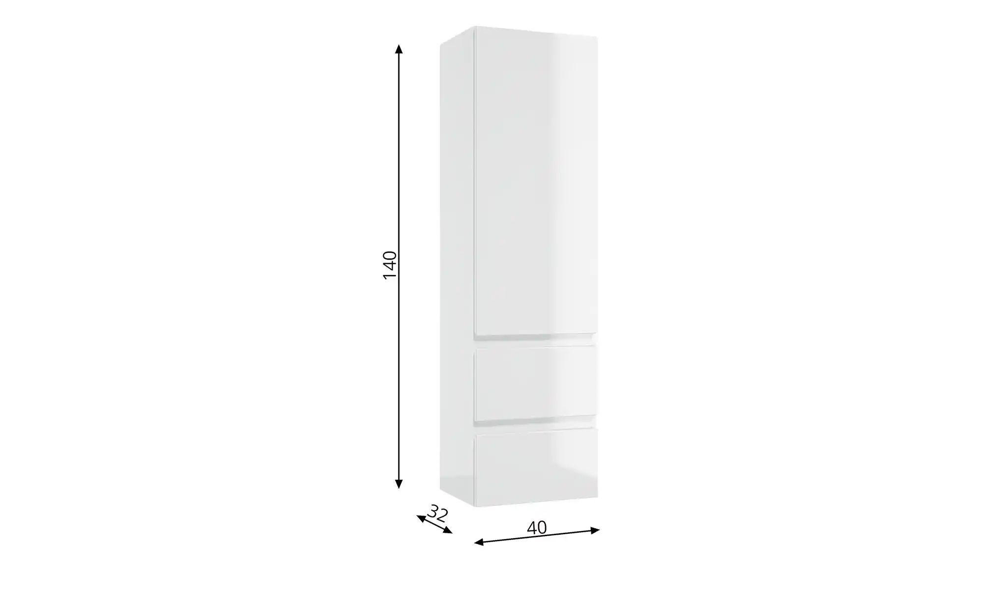 Thumbnail - Hochschrank  Conventer See ¦ weiß ¦ Maße (cm): B: 40 H: 140 T: 32.0 Schränke > Badschränke > Bad-Hochschränke - Höffner