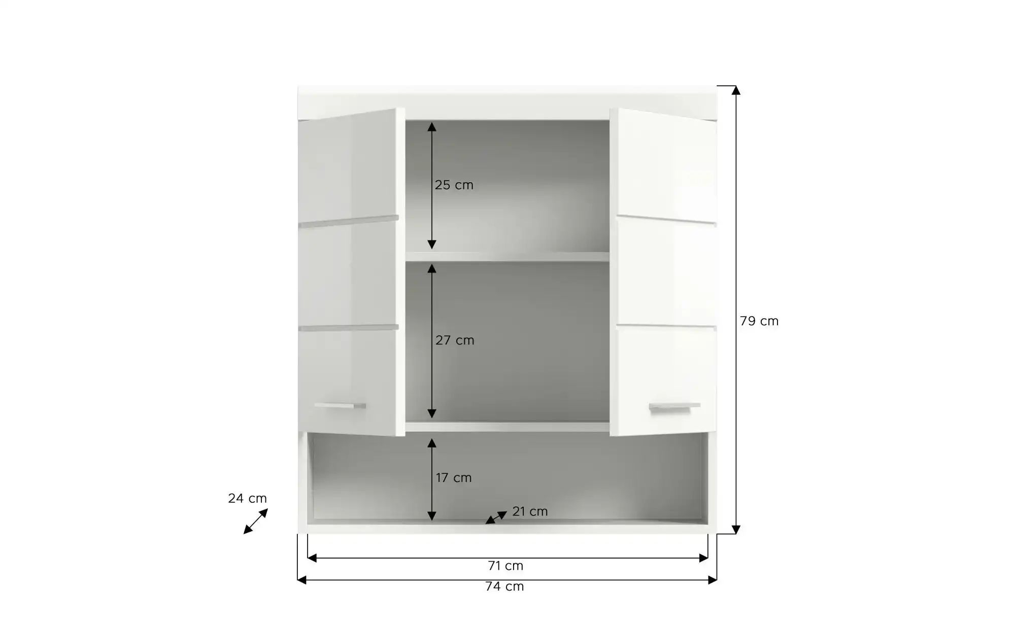 Hängeschrank  Schloonsee ¦ weiß ¦ Maße (cm): B: 74 H: 79 Schränke > Badschr günstig online kaufen