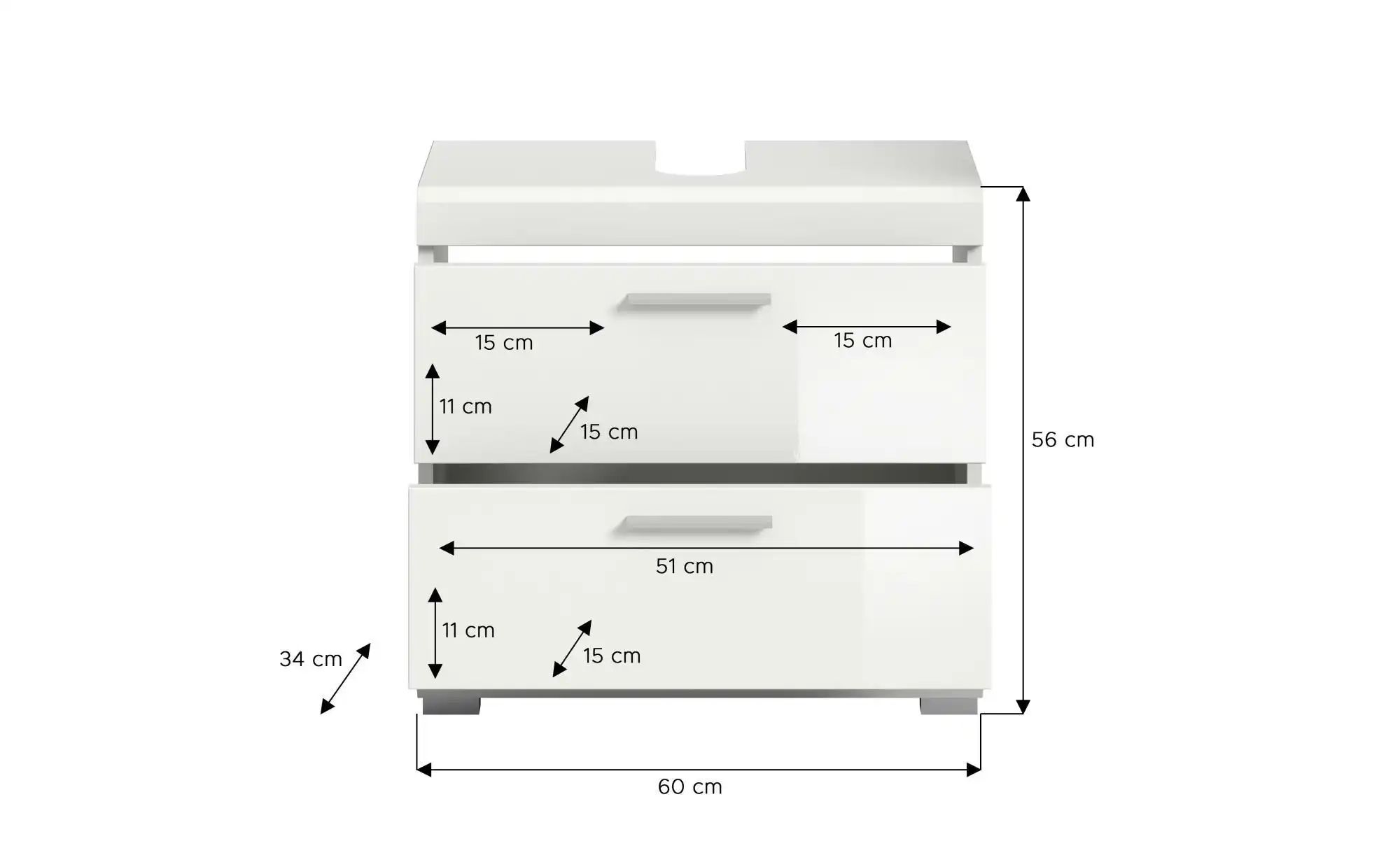 Waschbeckenunterschrank ¦ weiß ¦ Maße (cm): B: 60 H: 56 Schränke > Badschrä günstig online kaufen