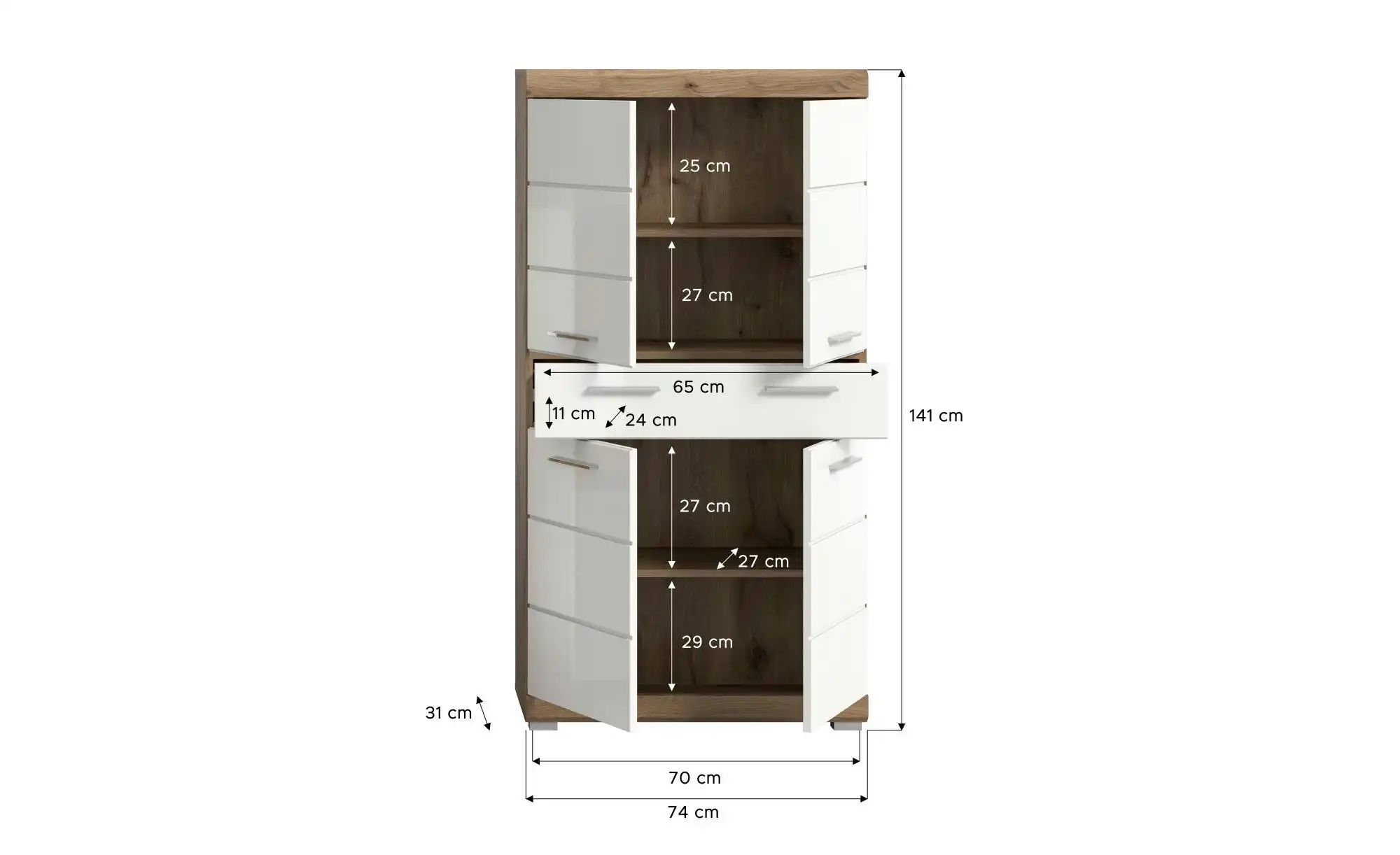 Midischrank  Waldsee ¦ holzfarben ¦ Maße (cm): B: 74 H: 141 Schränke > Bads günstig online kaufen