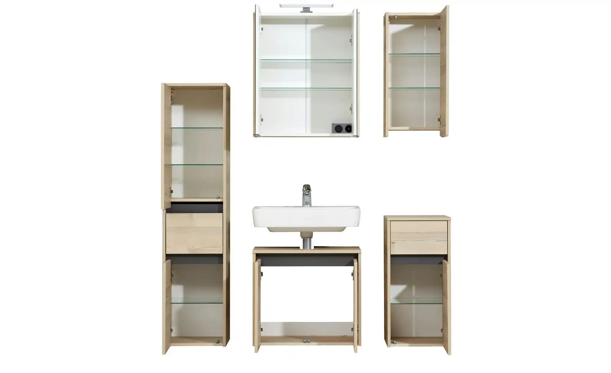 Badkombination  Dillinger See ¦ holzfarben ¦ Maße (cm): B: 130 H: 200 Schrä günstig online kaufen