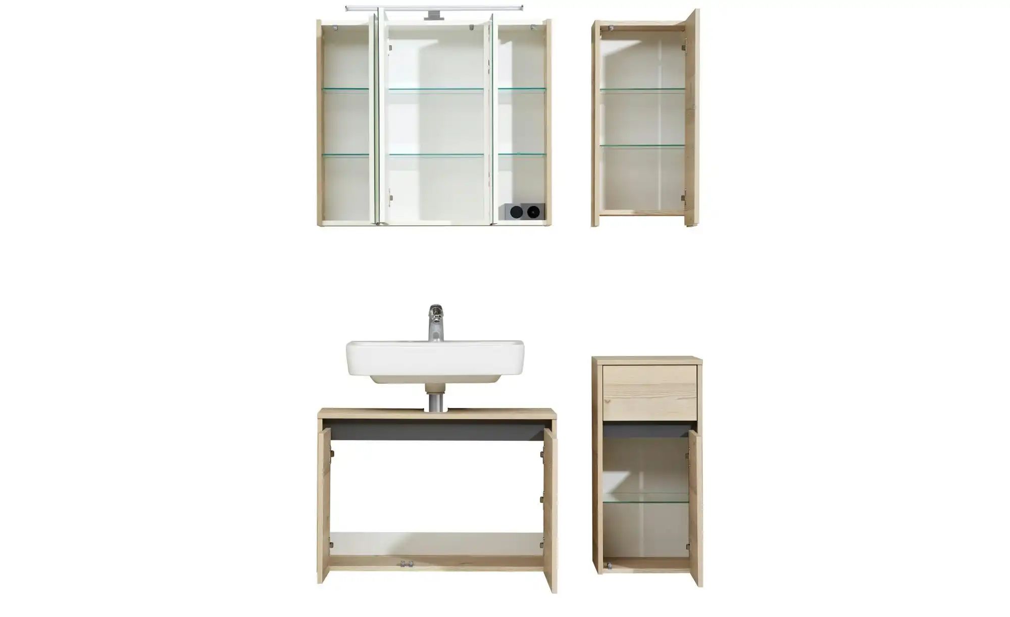 Thumbnail - Badkombination  Dillinger See ¦ holzfarben ¦ Maße (cm): B: 115 H: 200 Schränke > Badschränke > Komplett-Badkombinationen...