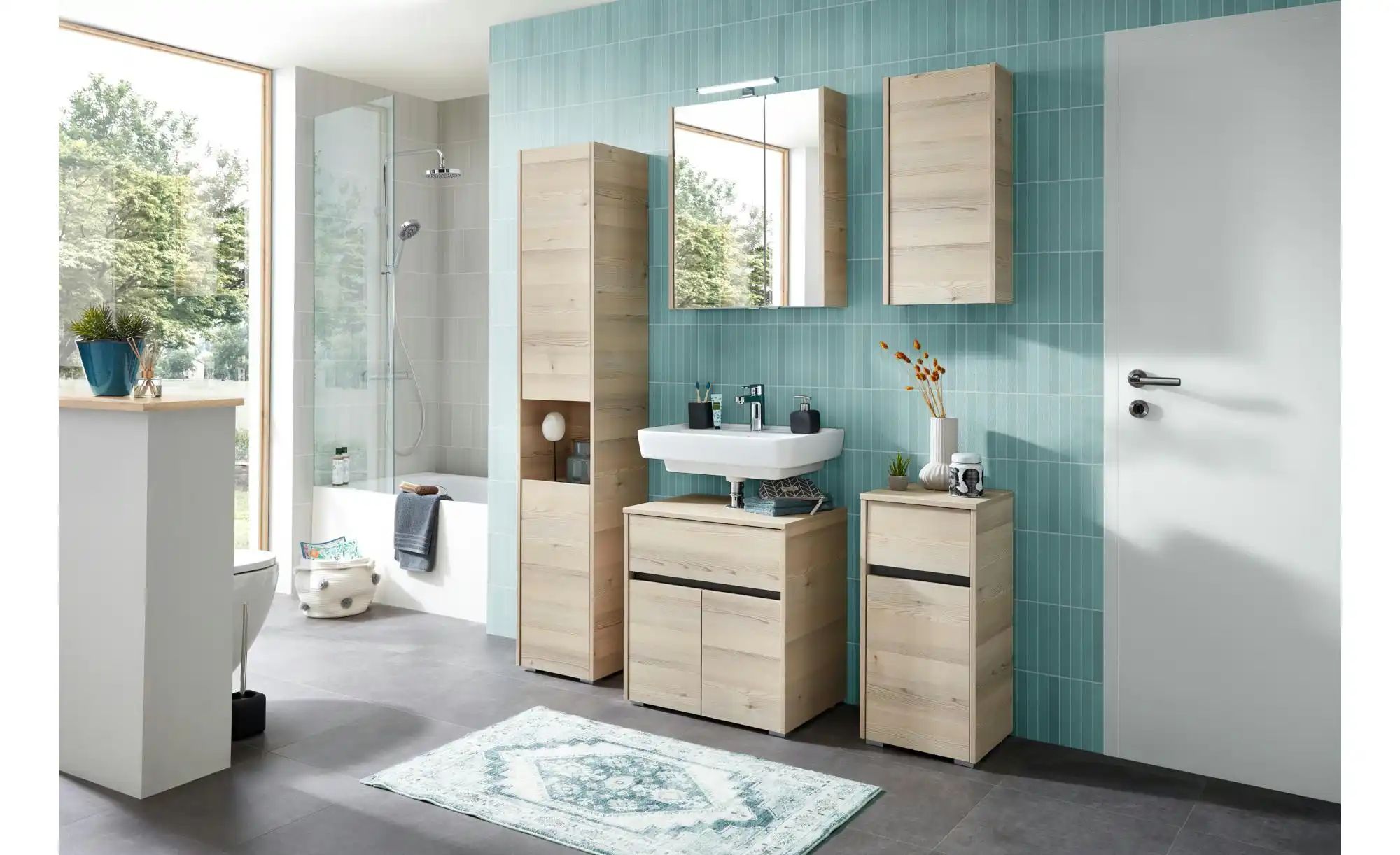 Thumbnail - Badkombination  Dillinger See ¦ holzfarben ¦ Maße (cm): B: 130 H: 200 Schränke > Badschränke > Komplett-Badkombinationen...