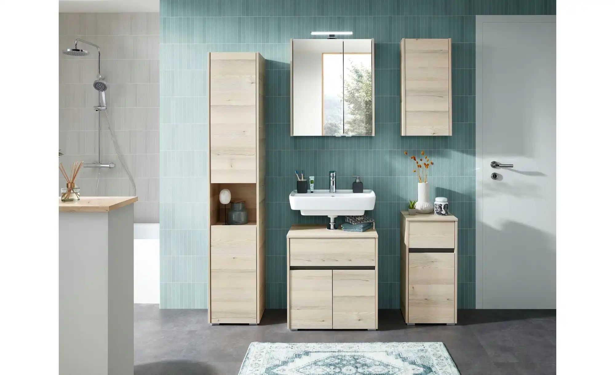 Thumbnail - Badkombination  Dillinger See ¦ holzfarben ¦ Maße (cm): B: 130 H: 200 Schränke > Badschränke > Komplett-Badkombinationen...