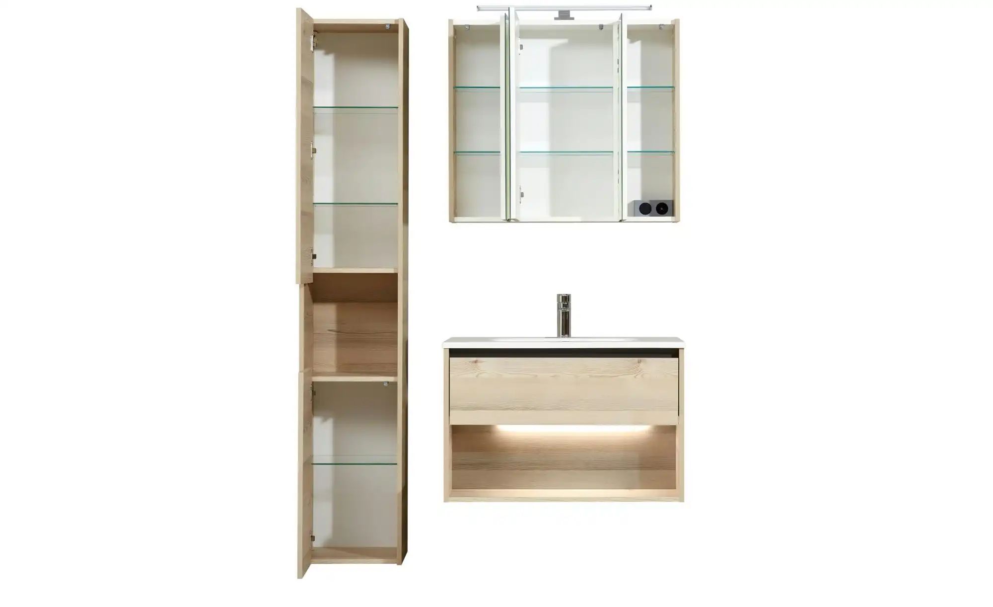 Thumbnail - Badkombination Dillinger See ¦ holzfarben ¦ Maße (cm): B: 81 H: 200 Schränke > Badschränke > Komplett-Badkombinationen ...