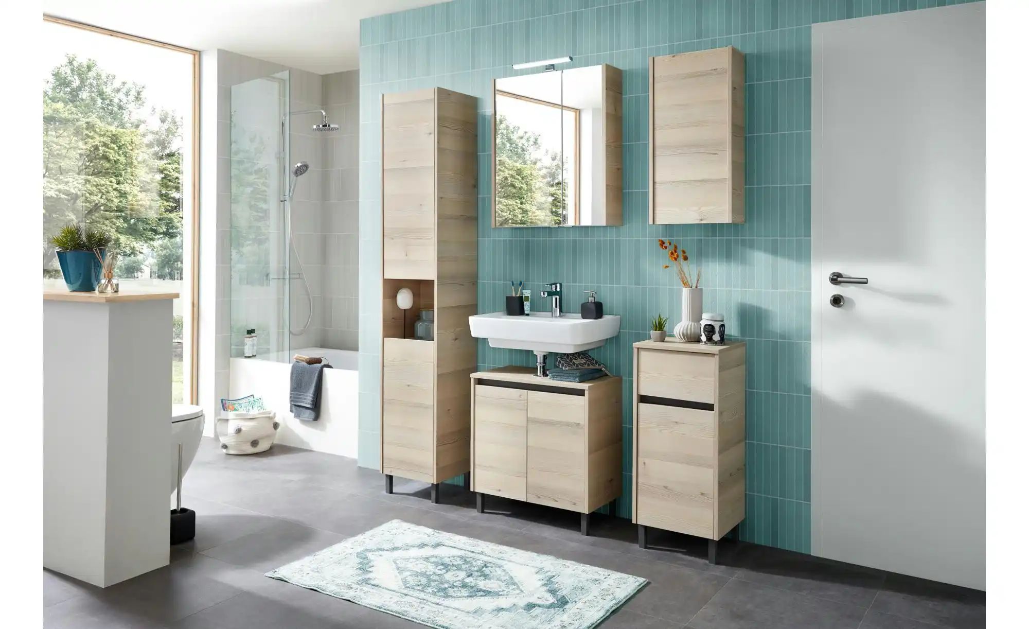 Thumbnail - Badkombination  Dillinger See ¦ holzfarben ¦ Maße (cm): B: 130 H: 200 Schränke > Badschränke > Komplett-Badkombinationen...