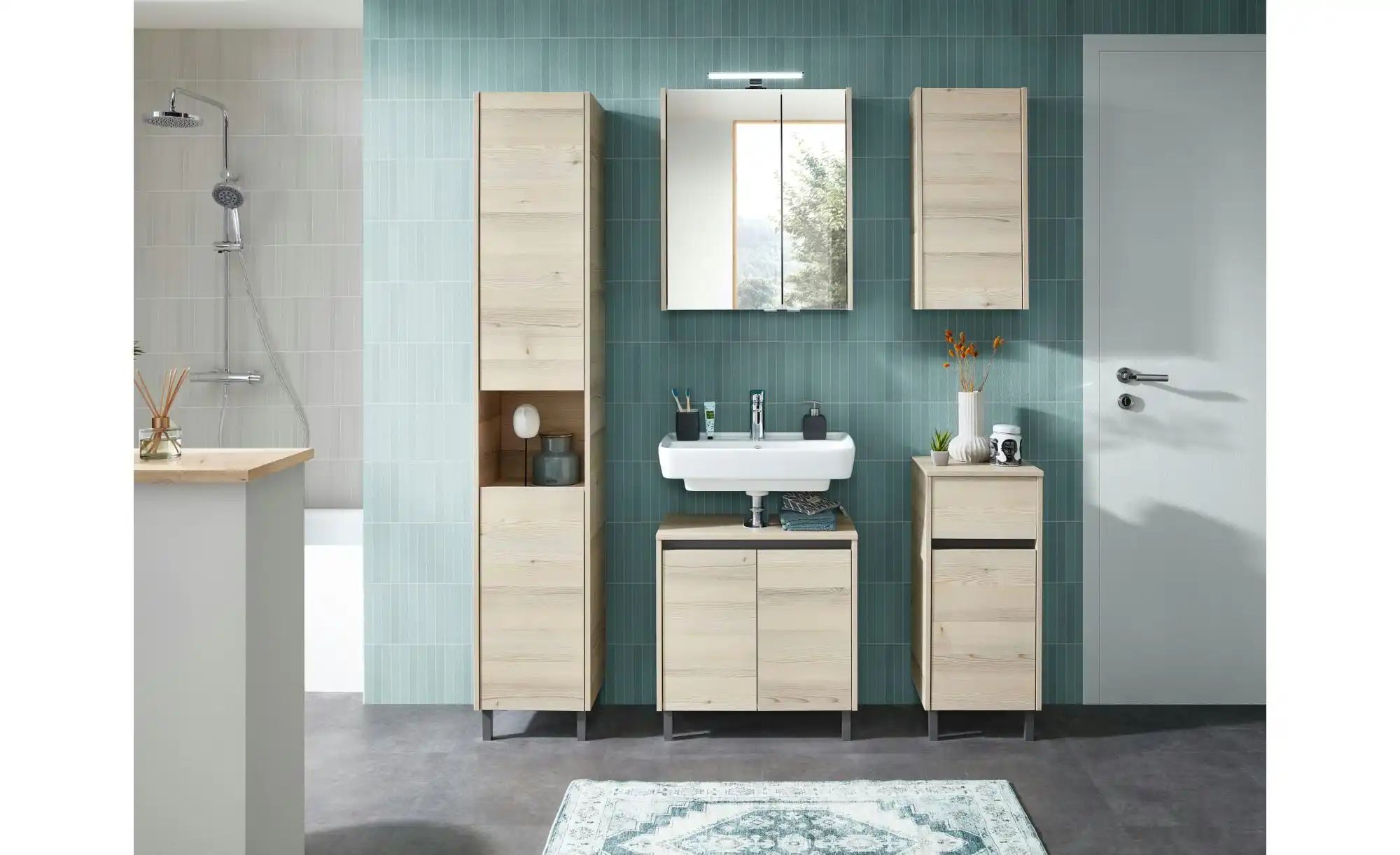 Thumbnail - Badkombination  Dillinger See ¦ holzfarben ¦ Maße (cm): B: 130 H: 200 Schränke > Badschränke > Komplett-Badkombinationen...