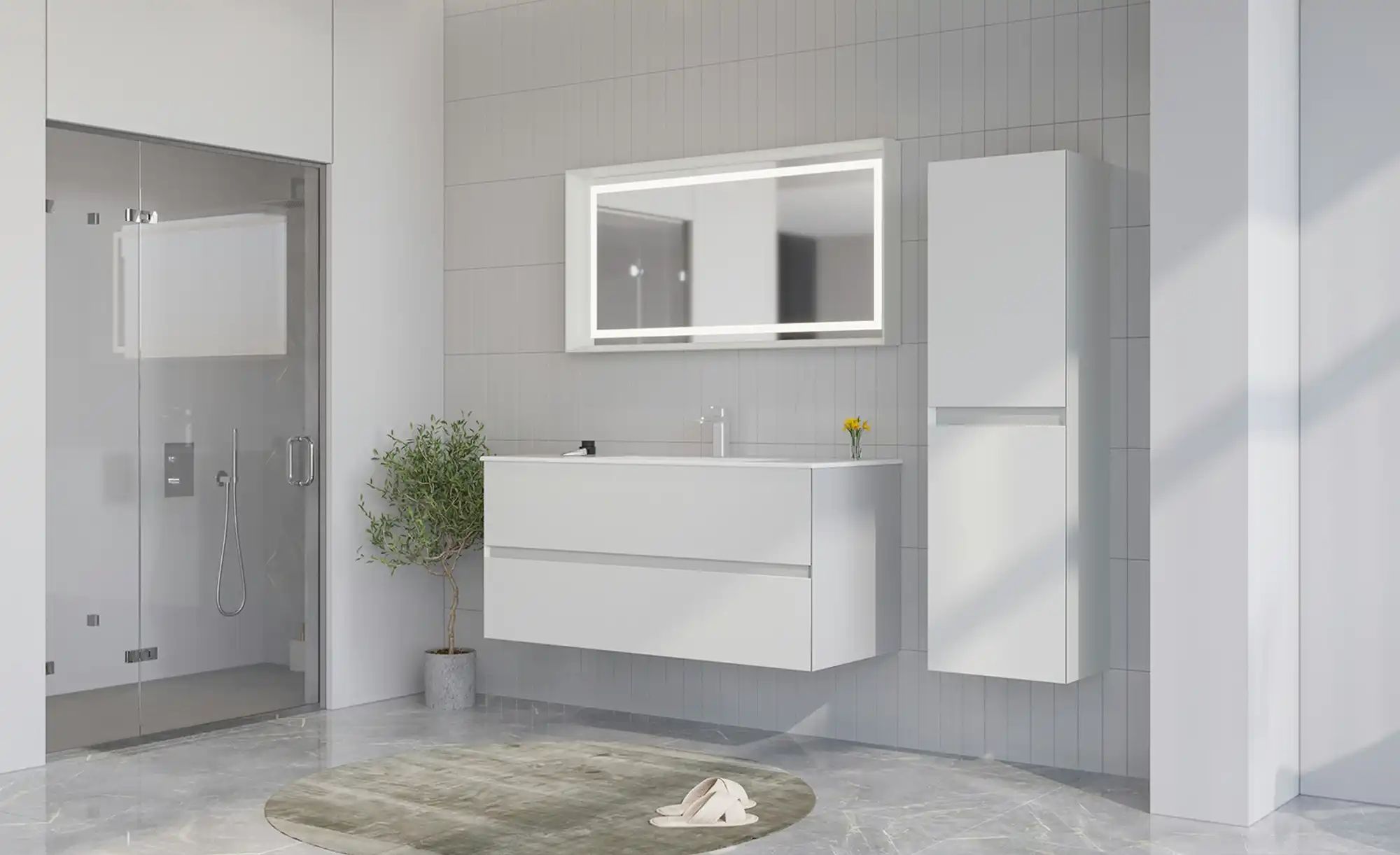 Thumbnail - Hochschrank Netzener See ¦ beige ¦ Maße (cm): B: 40 H: 138 T: 32.0 Schränke > Badschränke > Bad-Hochschränke - Höffner