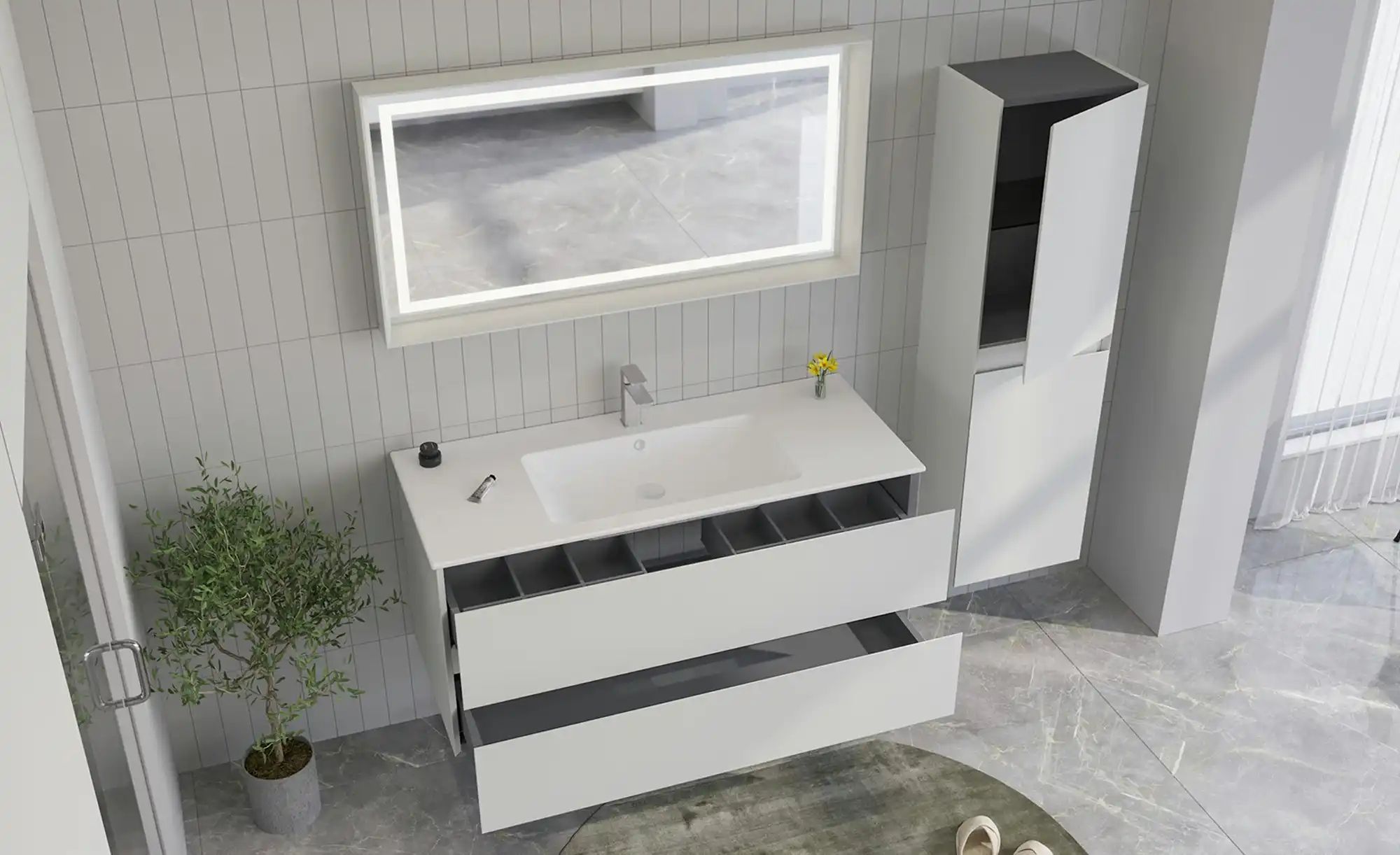 Thumbnail - Hochschrank Netzener See ¦ beige ¦ Maße (cm): B: 40 H: 138 T: 32.0 Schränke > Badschränke > Bad-Hochschränke - Höffner