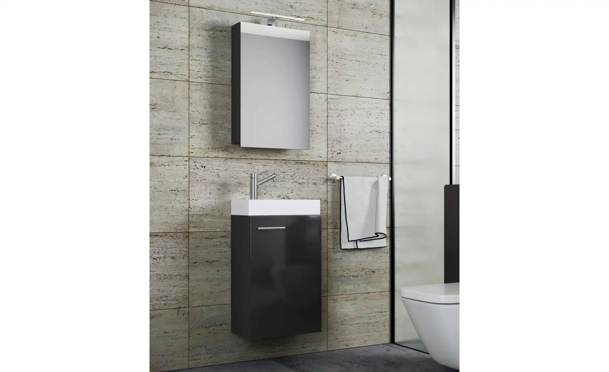 Badkombination   ¦ schwarz ¦ Maße (cm): B: 41 H: 135 Schränke > Badschränke günstig online kaufen