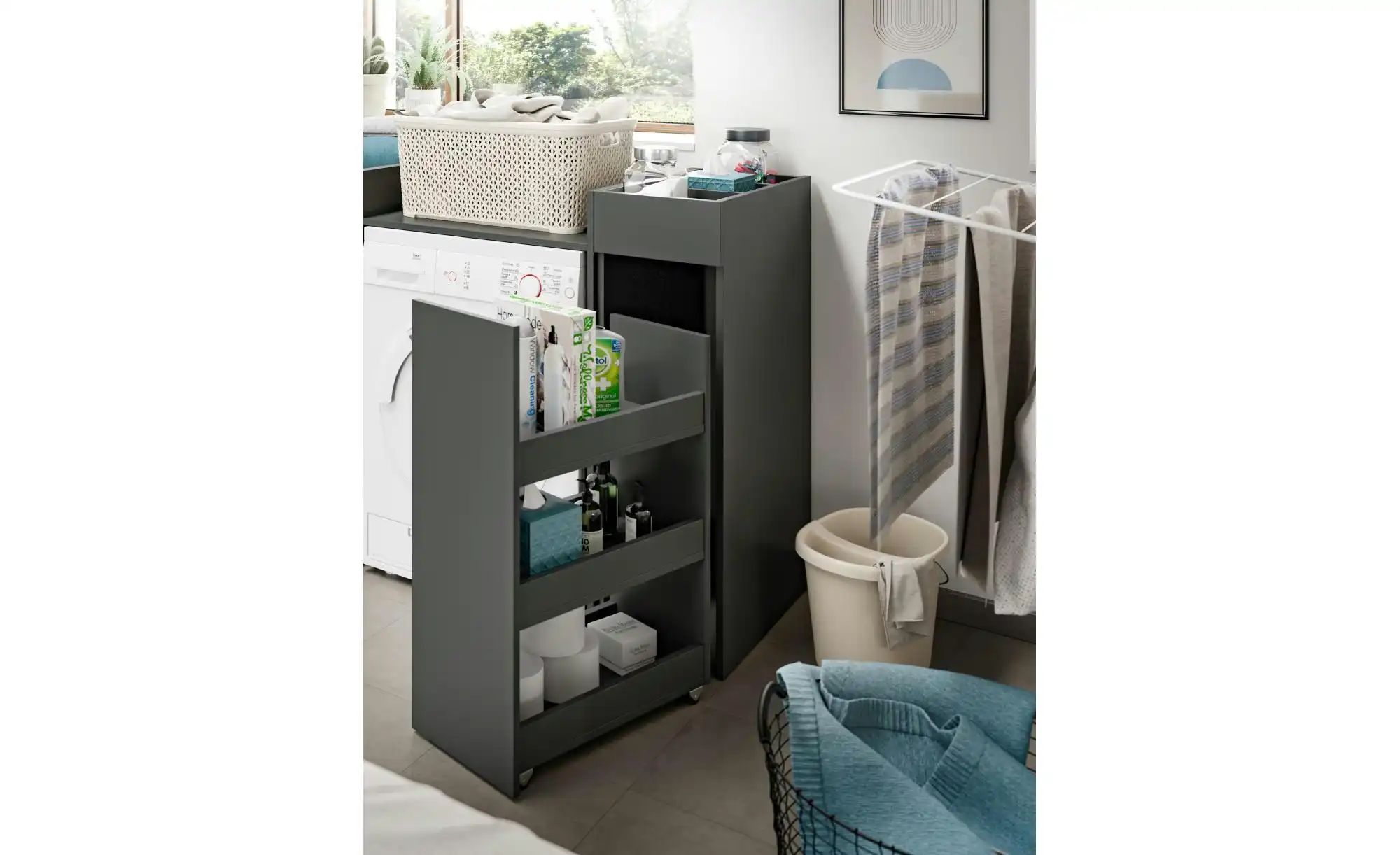 Thumbnail - Anstellregal  Frillensee ¦ grau ¦ Maße (cm): B: 29 H: 101 Schränke > Badschränke > Bad-Midischränke - Höffner