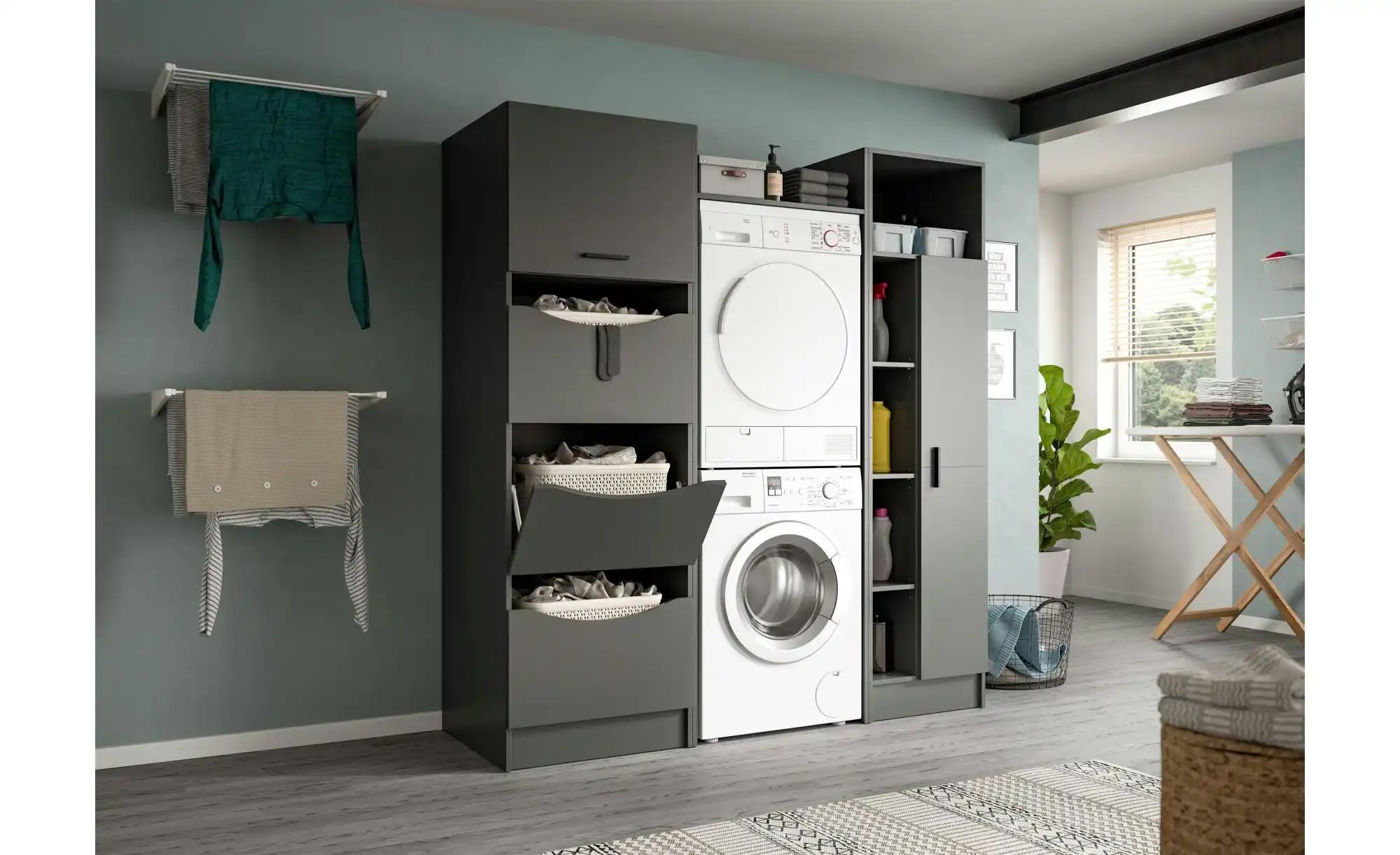 Waschmaschinenschrank   ¦ grau ¦ Maße (cm): B: 66 H: 195 Regale > Badregale günstig online kaufen