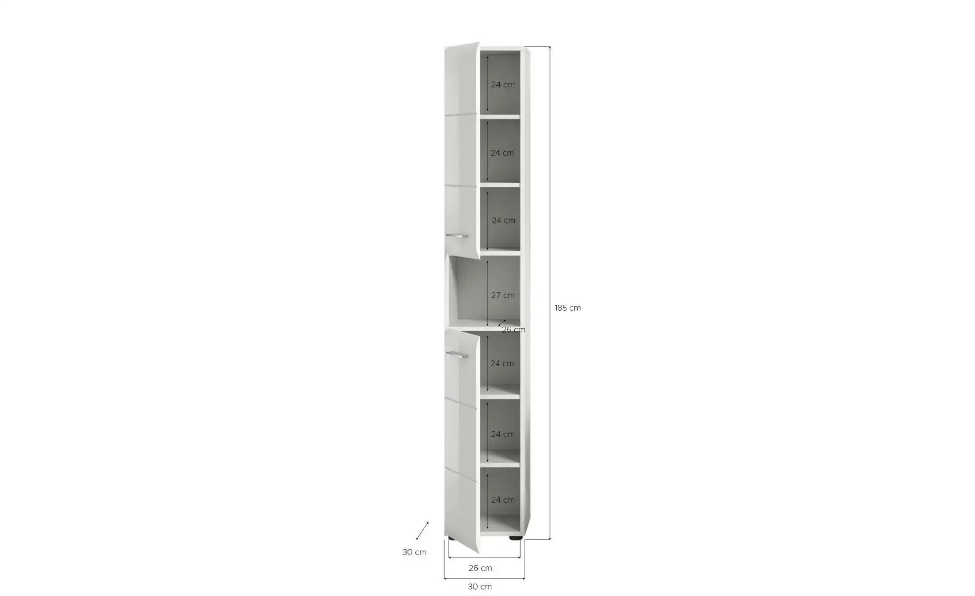 Hochschrank  Igelsbachsee ¦ weiß ¦ Maße (cm): B: 30 H: 185 Schränke > Badsc günstig online kaufen