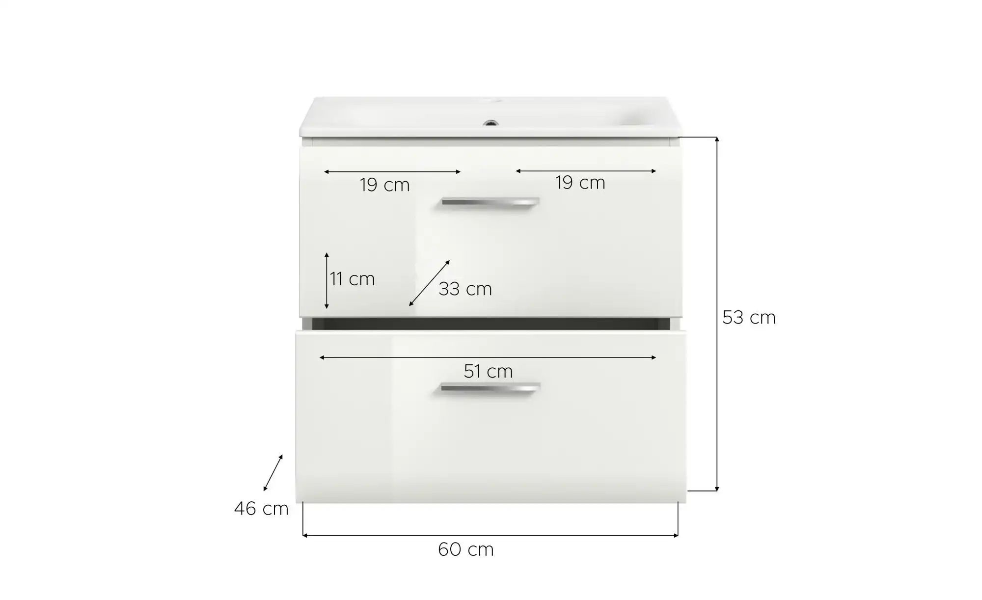 Waschtisch inkl. Waschbecken  Igelsbachsee ¦ weiß ¦ Maße (cm): B: 60 H: 55 günstig online kaufen