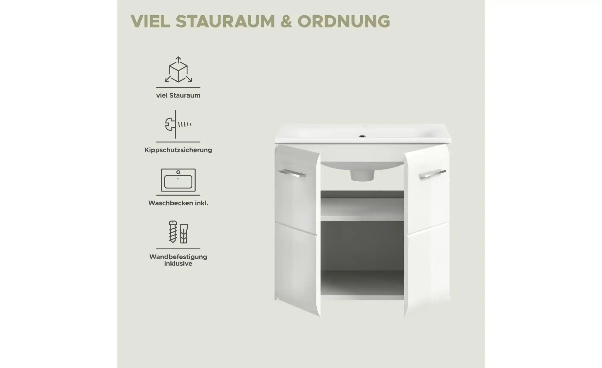 Waschtisch inkl. Waschbecken  Igelsbachsee ¦ weiß ¦ Maße (cm): B: 60 H: 55 günstig online kaufen