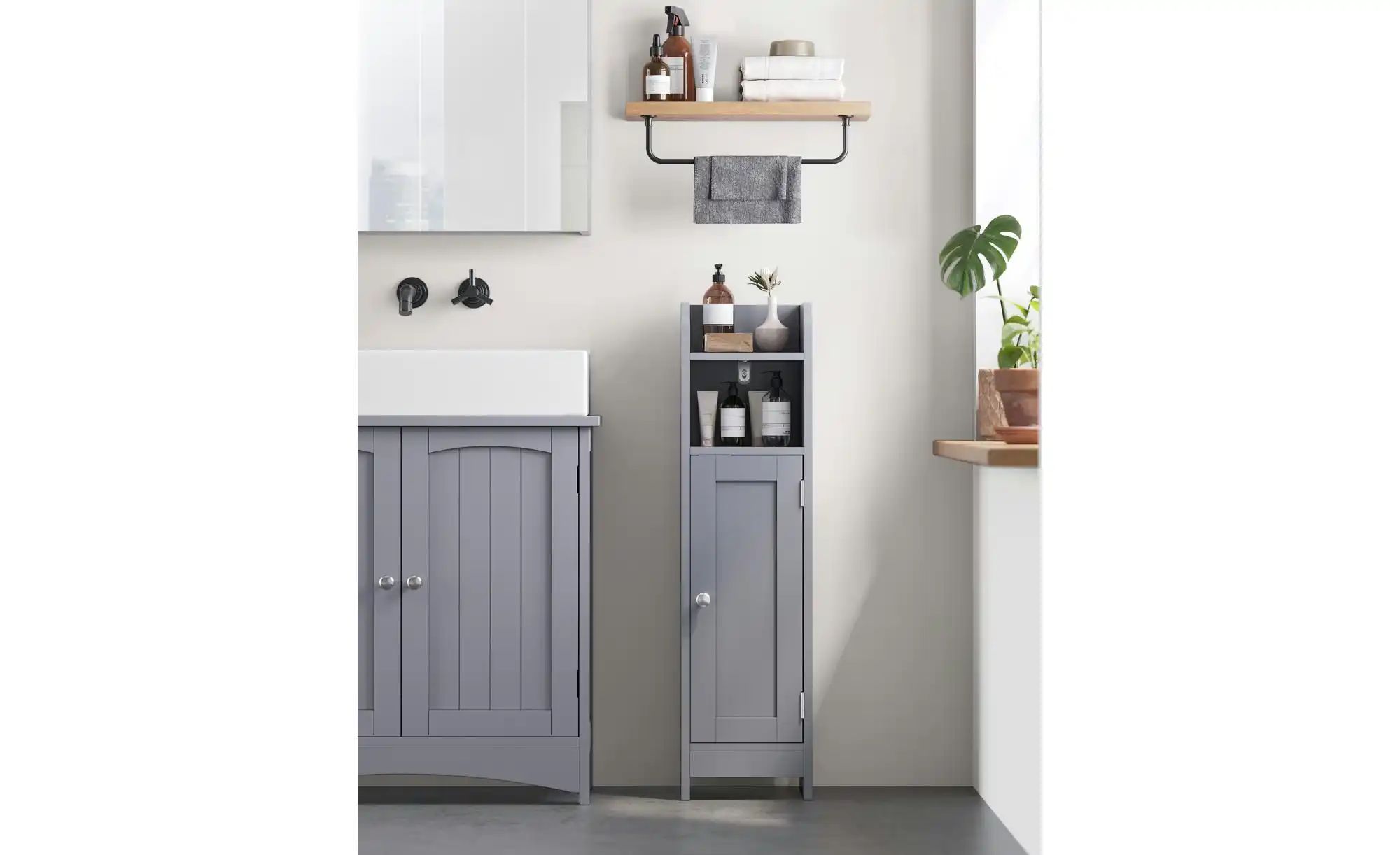 Thumbnail - Bad-Hochschrank ¦ grau ¦ Maße (cm): B: 18 H: 80 Schränke > Badschränke > Bad-Hochschränke - Höffner
