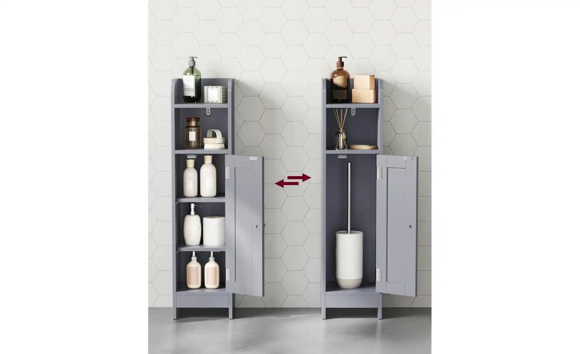 Thumbnail - Bad-Hochschrank ¦ grau ¦ Maße (cm): B: 18 H: 80 Schränke > Badschränke > Bad-Hochschränke - Höffner