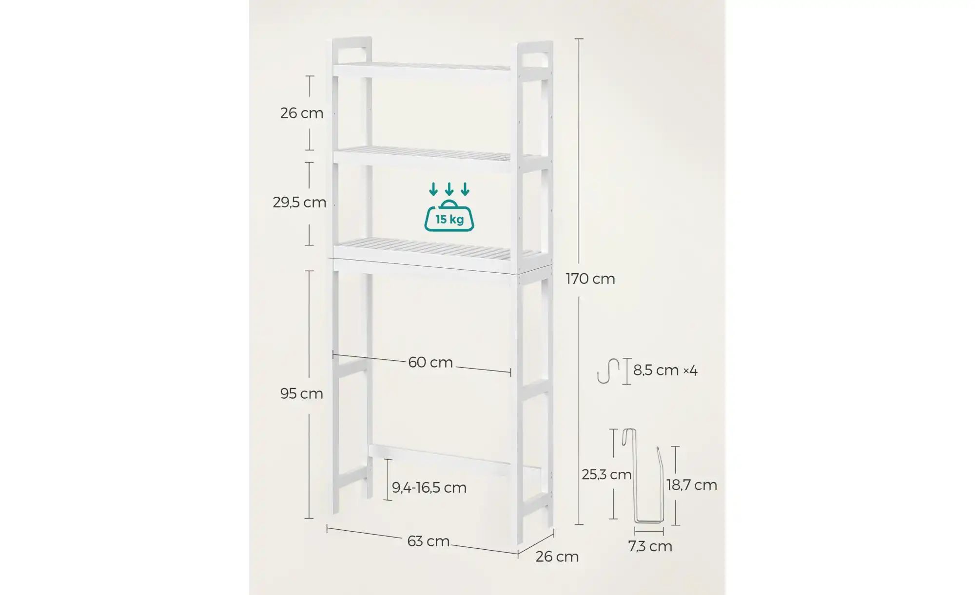Thumbnail - Waschmaschinen Überbau ¦ weiß ¦ Maße (cm): B: 63 H: 170 Schränke > Badschränke > Bad-Hochschränke - Höffner