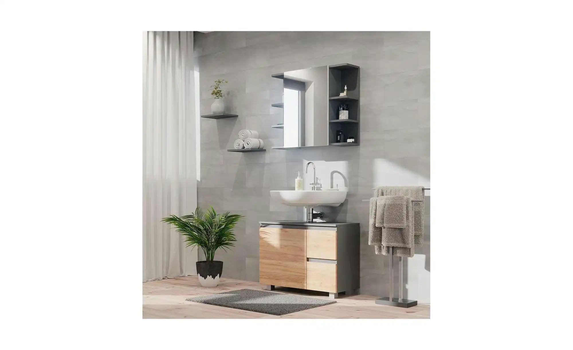 Thumbnail - Waschbeckenunterschrank   ¦ holzfarben ¦ Maße (cm): B: 80 H: 60,8 Schränke > Badschränke > Waschbecken-unterschränke - H...