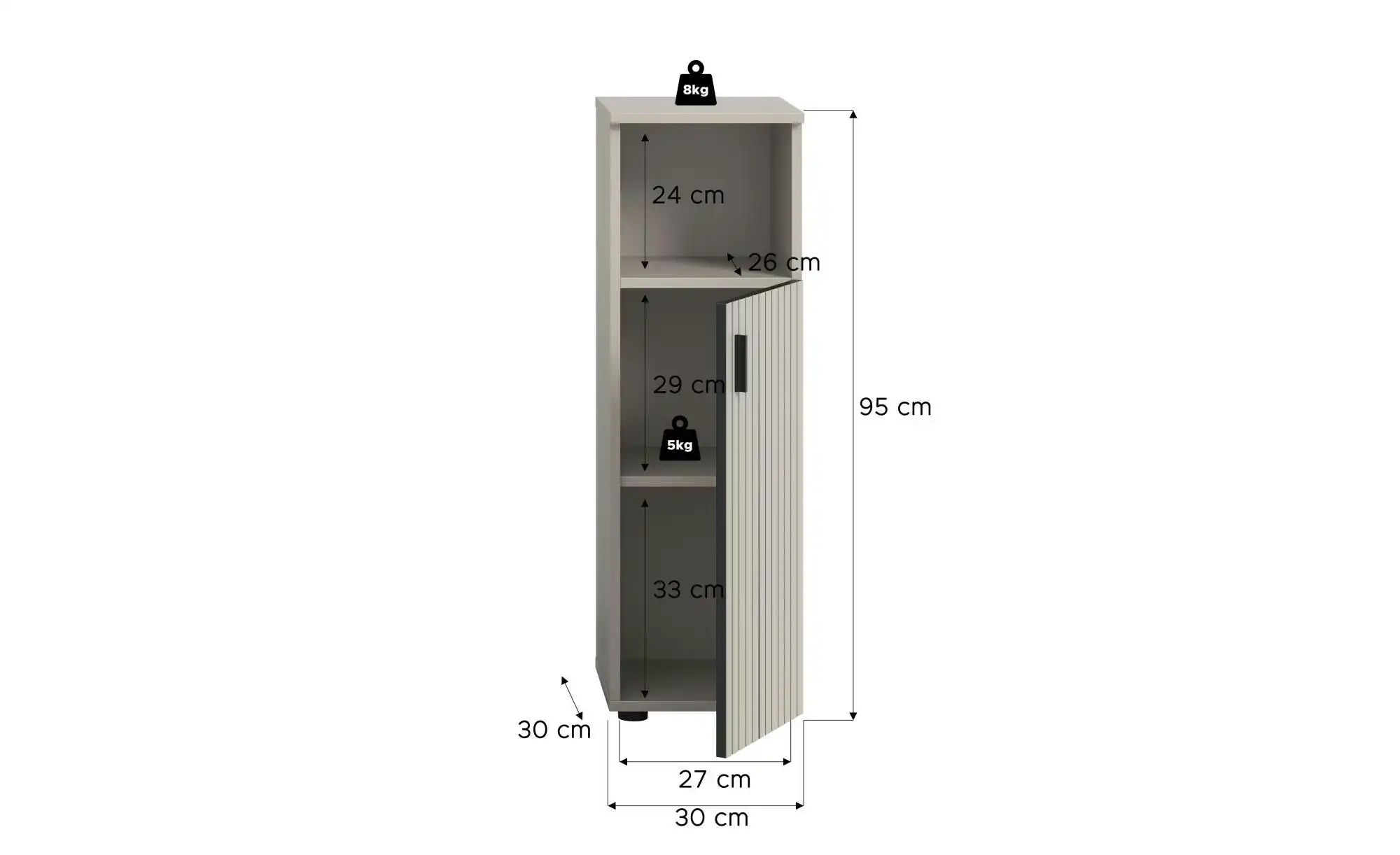 Midischrank ¦ beige ¦ Maße (cm): B: 30 H: 95 Schränke > Badschränke > Bad-Midischränke - Höffner