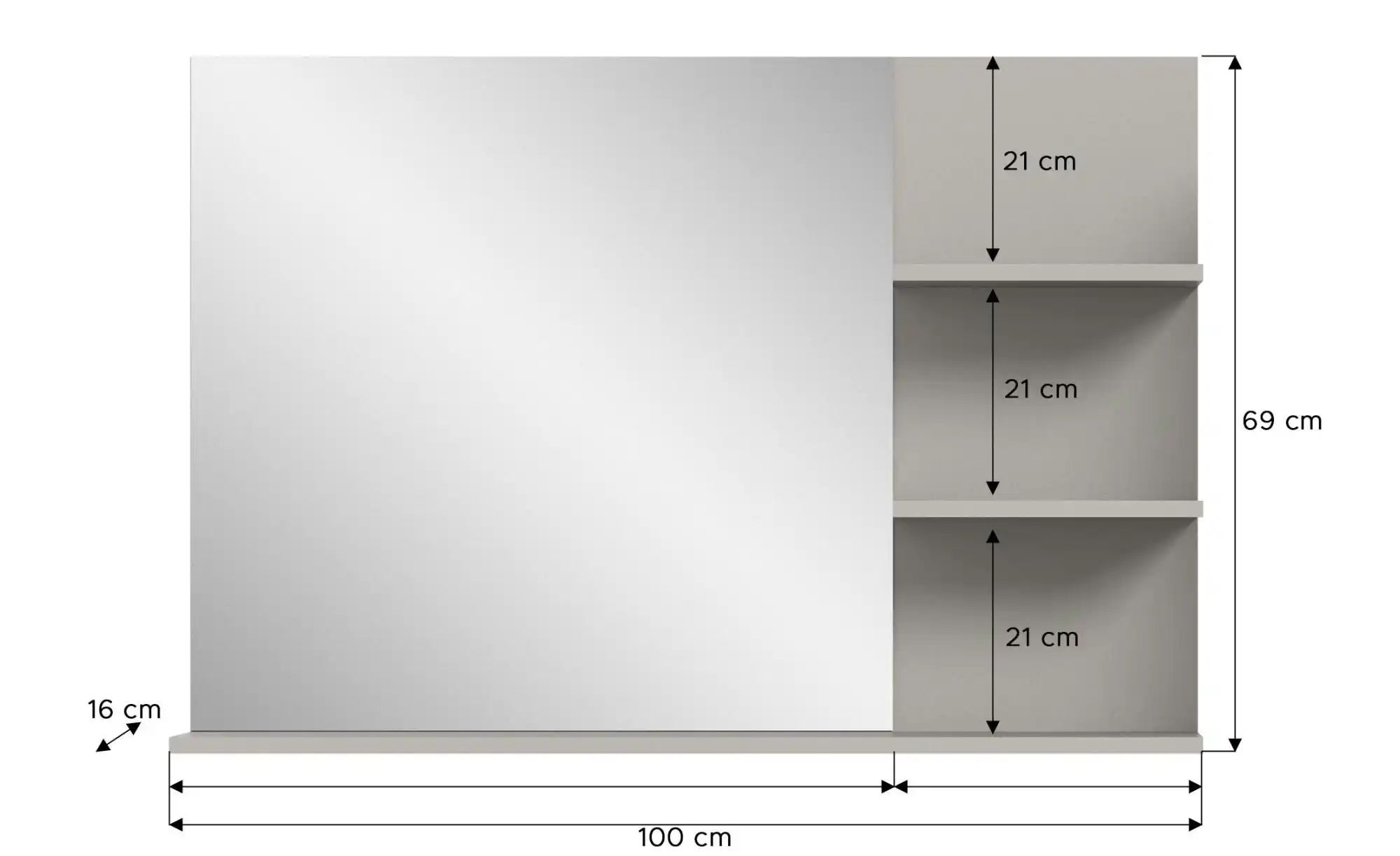 Thumbnail - Spiegel Janker See ¦ grau ¦ Maße (cm): B: 100 H: 69 T: 16.0 Accessoires > Spiegel - Höffner