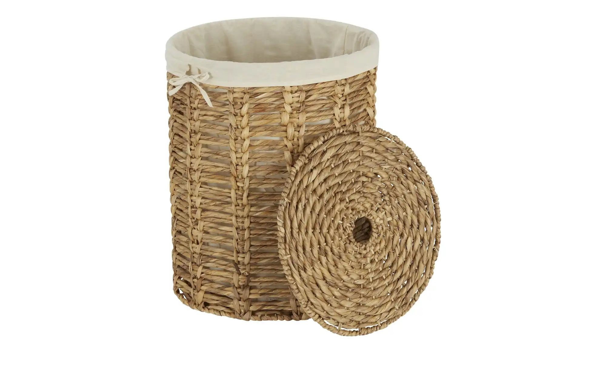 HOME STORY Wäschekorb mit Deckel   ¦ braun ¦ Wasserhyazinthe,Polyester,Baum günstig online kaufen