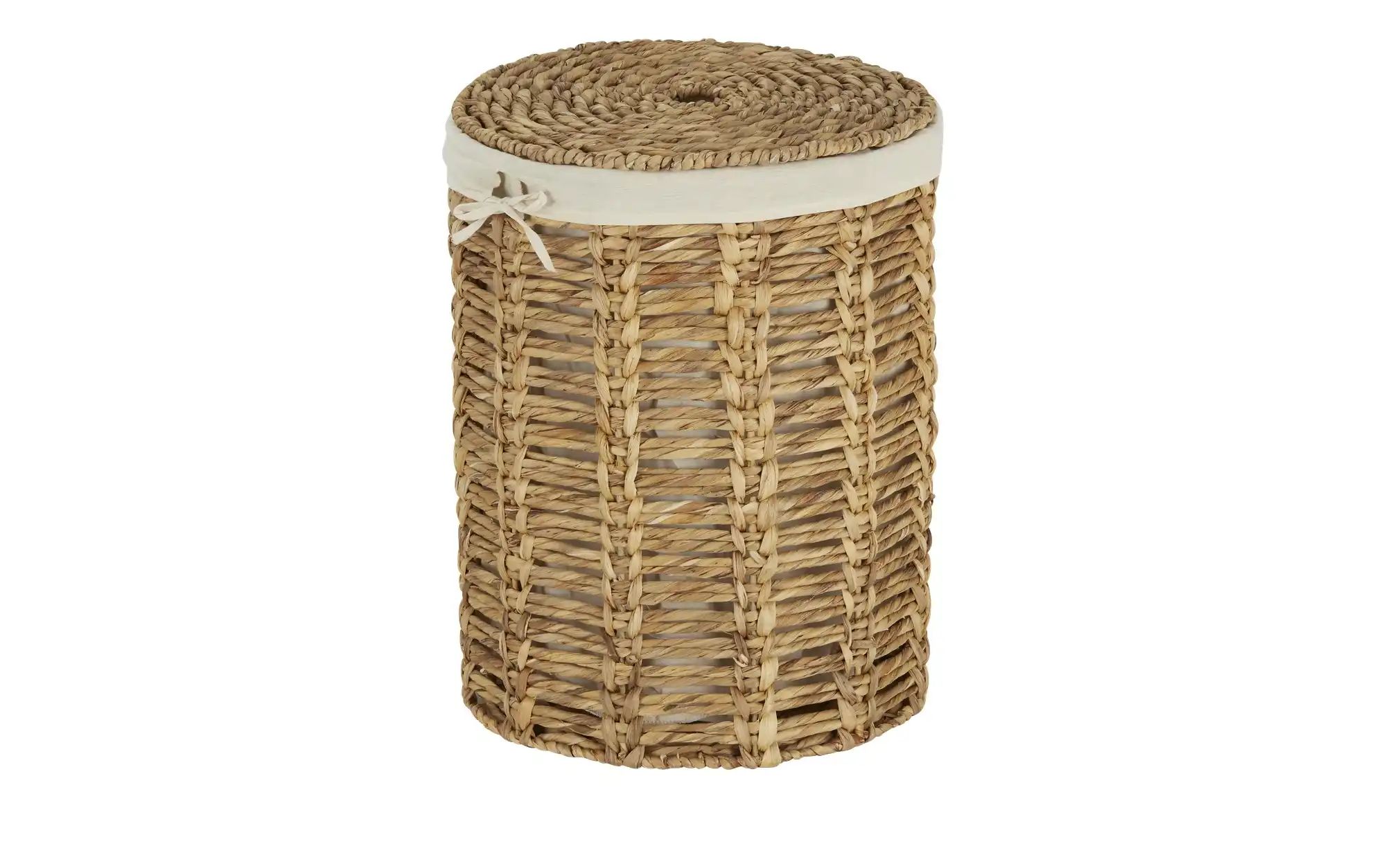 Thumbnail - HOME STORY Wäschekorb mit Deckel ¦ braun ¦ Wasserhyazinthe,Polyester,Baumwolle ¦ Maße (cm): H: 55 Ø: 42 Aufbewahrung ...