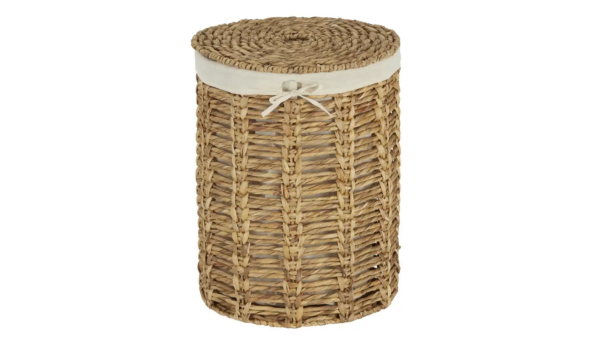 HOME STORY Wäschekorb mit Deckel   ¦ braun ¦ Wasserhyazinthe,Polyester,Baum günstig online kaufen