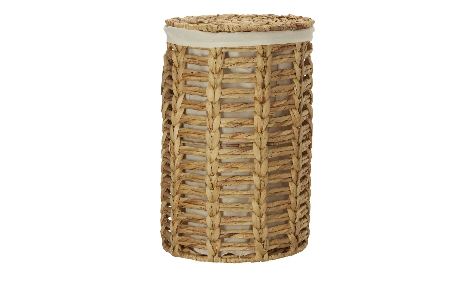 HOME STORY Wäschekorb mit Deckel   ¦ braun ¦ Wasserhyazinthe,Polyester,Baum günstig online kaufen