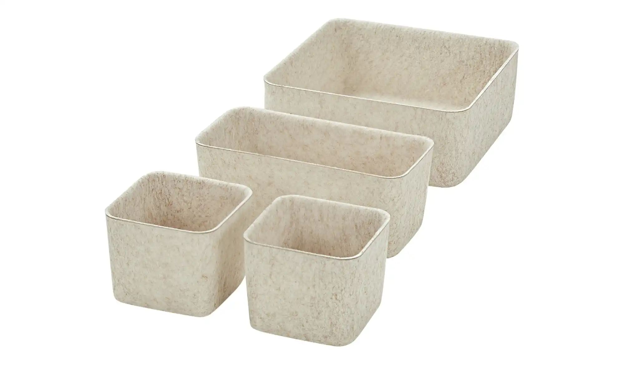 HOME STORY Filzkörbe, 4er Set ¦ beige ¦ Filz ¦ Maße (cm): B: 25 H: 10 T: 25 günstig online kaufen