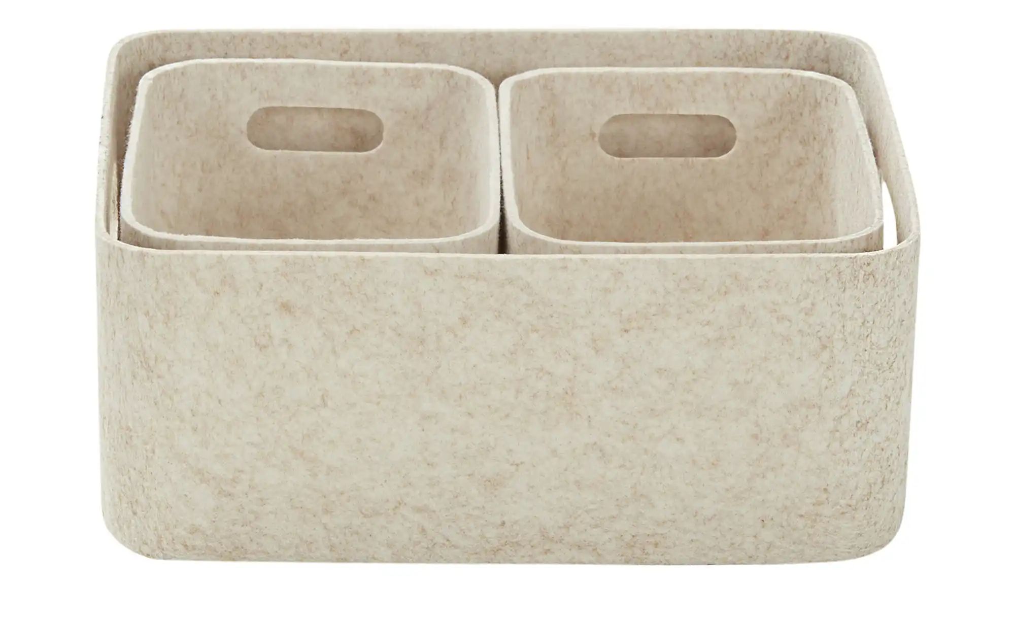 HOME STORY Filzkörbe, 3er Set ¦ beige ¦ Filz ¦ Maße (cm): B: 33 H: 14 T: 25 günstig online kaufen