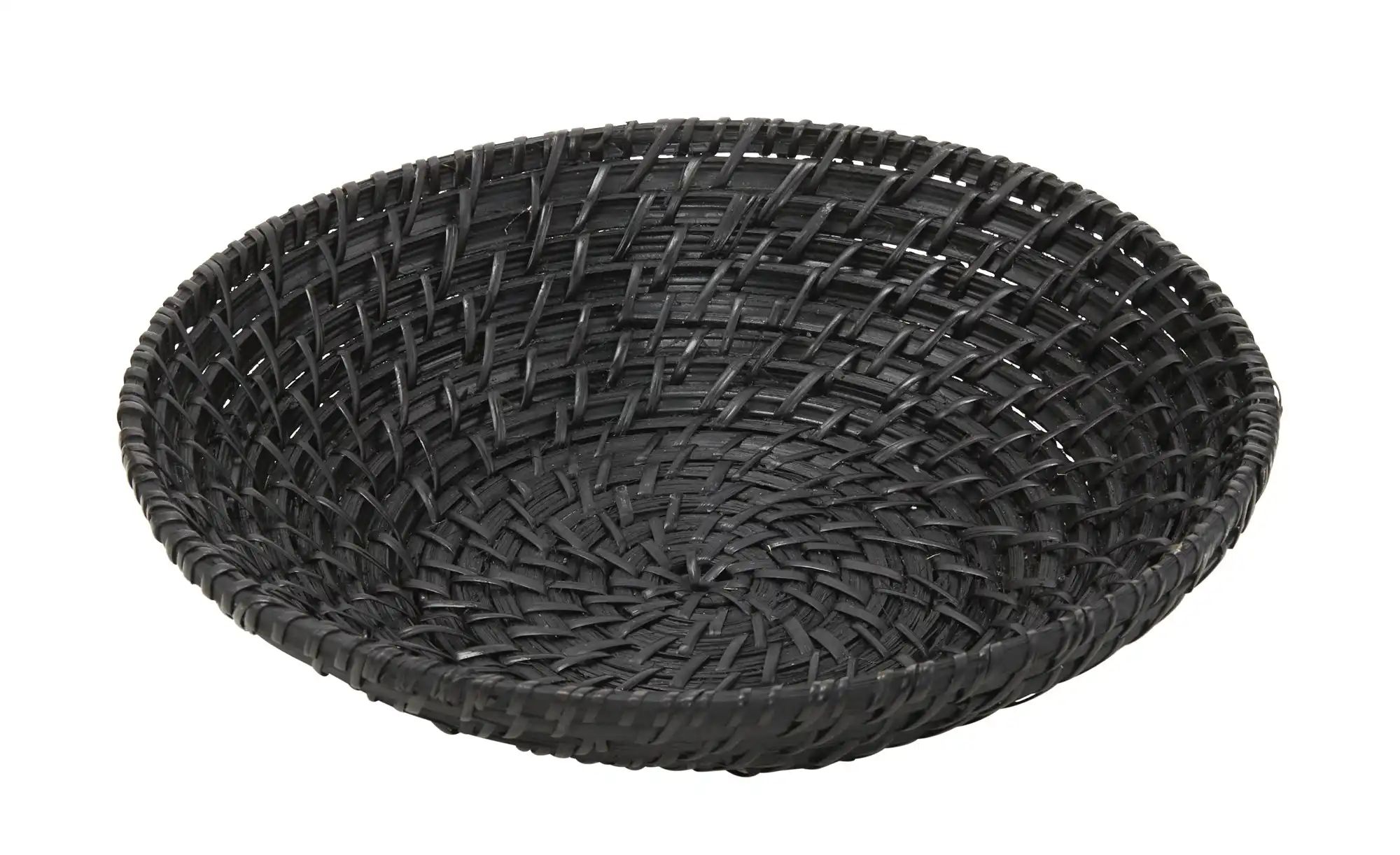 HOME STORY Deko-Schale ¦ schwarz ¦ Bambus, Rattan ¦ Maße (cm): H: 7  Ø: 30 günstig online kaufen