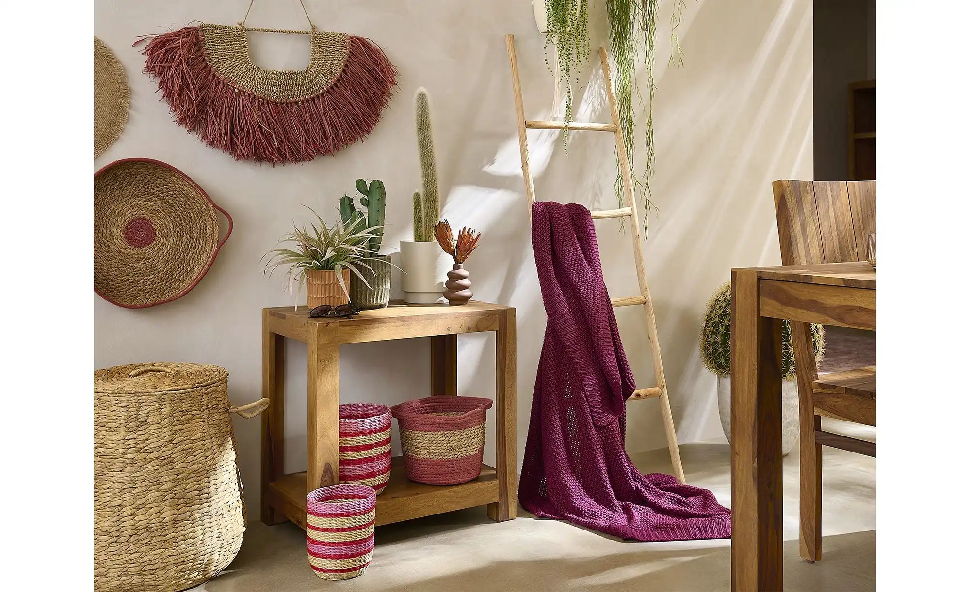 Thumbnail - HOME STORY Aufbewahrungskorb  2er Set   ¦ rosa/pink ¦ Seegras ¦ Maße (cm): H: 23  Ø: 20 Aufbewahrung > Körbe - Höffner