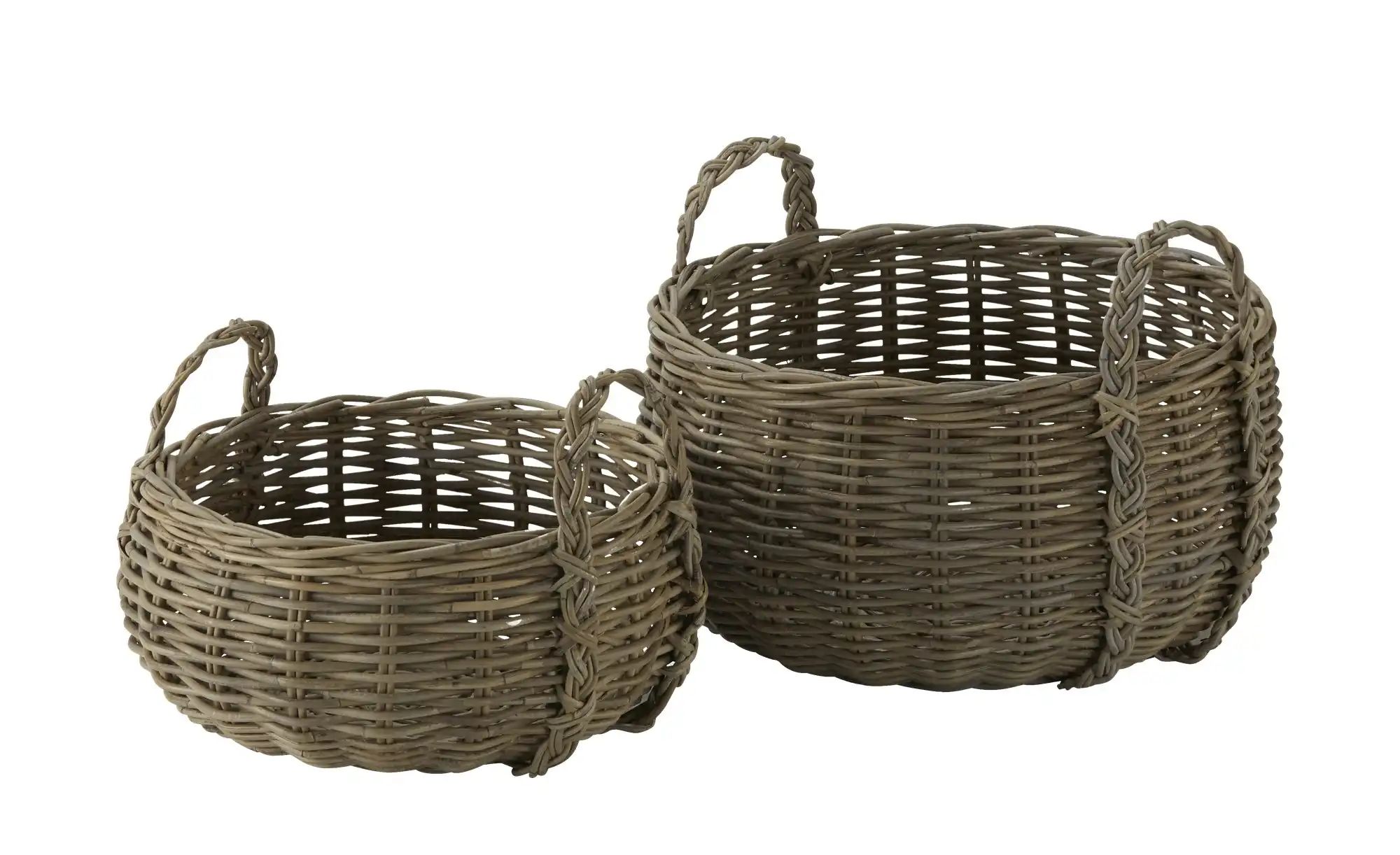 HOME STORY Rattankorb 2er Set ¦ braun ¦ Rattan ¦ Maße (cm): H: 37 Ø: 57 Aufbewahrung > Körbe - Höffner