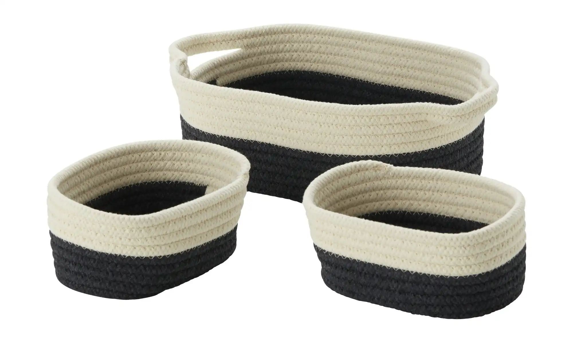 HOME STORY Aufbewahrungskorb  3er Set   ¦ schwarz ¦ Polyester,Baumwolle ¦ M günstig online kaufen