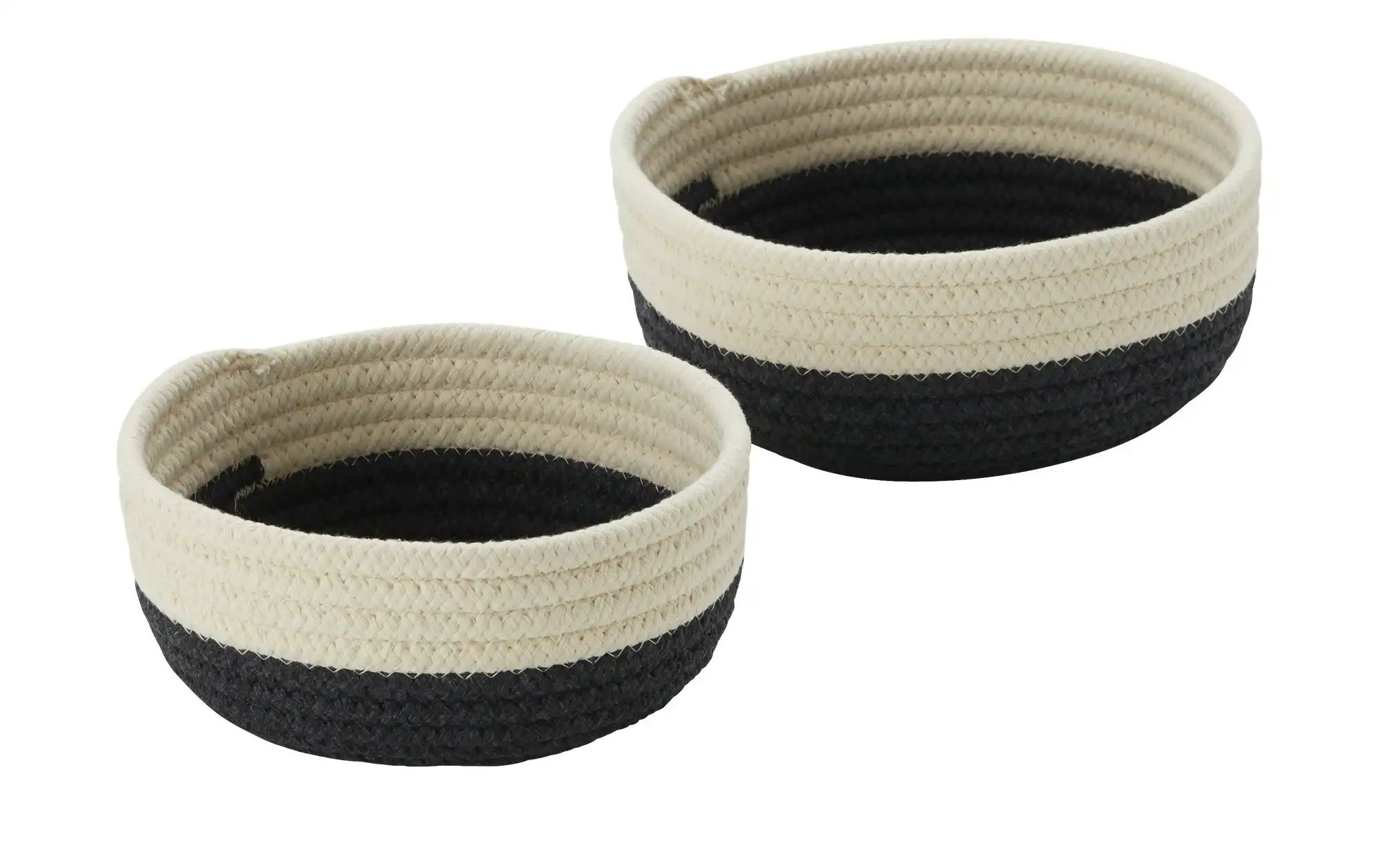 HOME STORY Aufbewahrungskorb  2er Set   ¦ schwarz ¦ Polyester,Baumwolle ¦ M günstig online kaufen