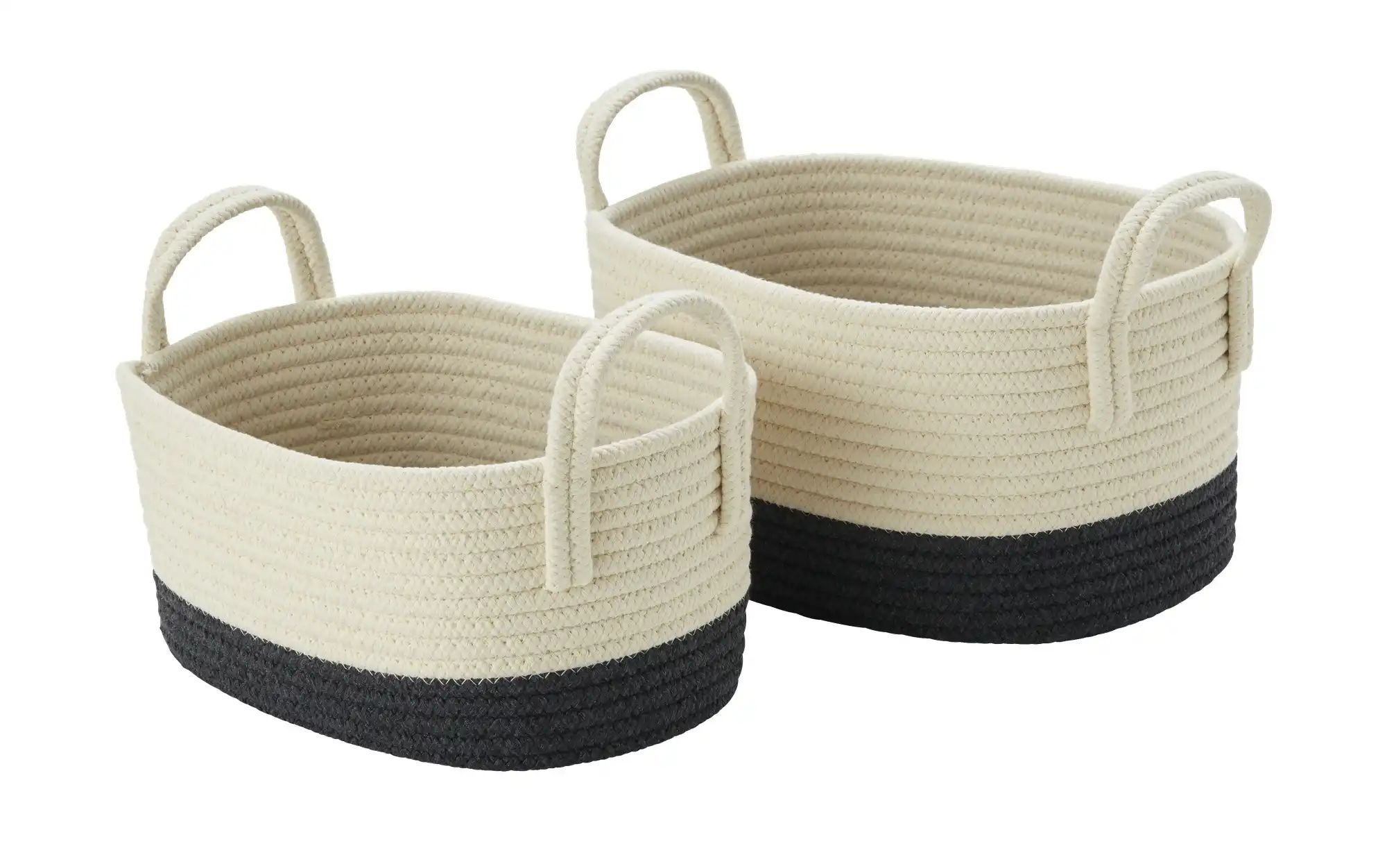 HOME STORY Aufbewahrungskorb  2er Set   ¦ creme ¦ Polyester,Baumwolle ¦ Maß günstig online kaufen