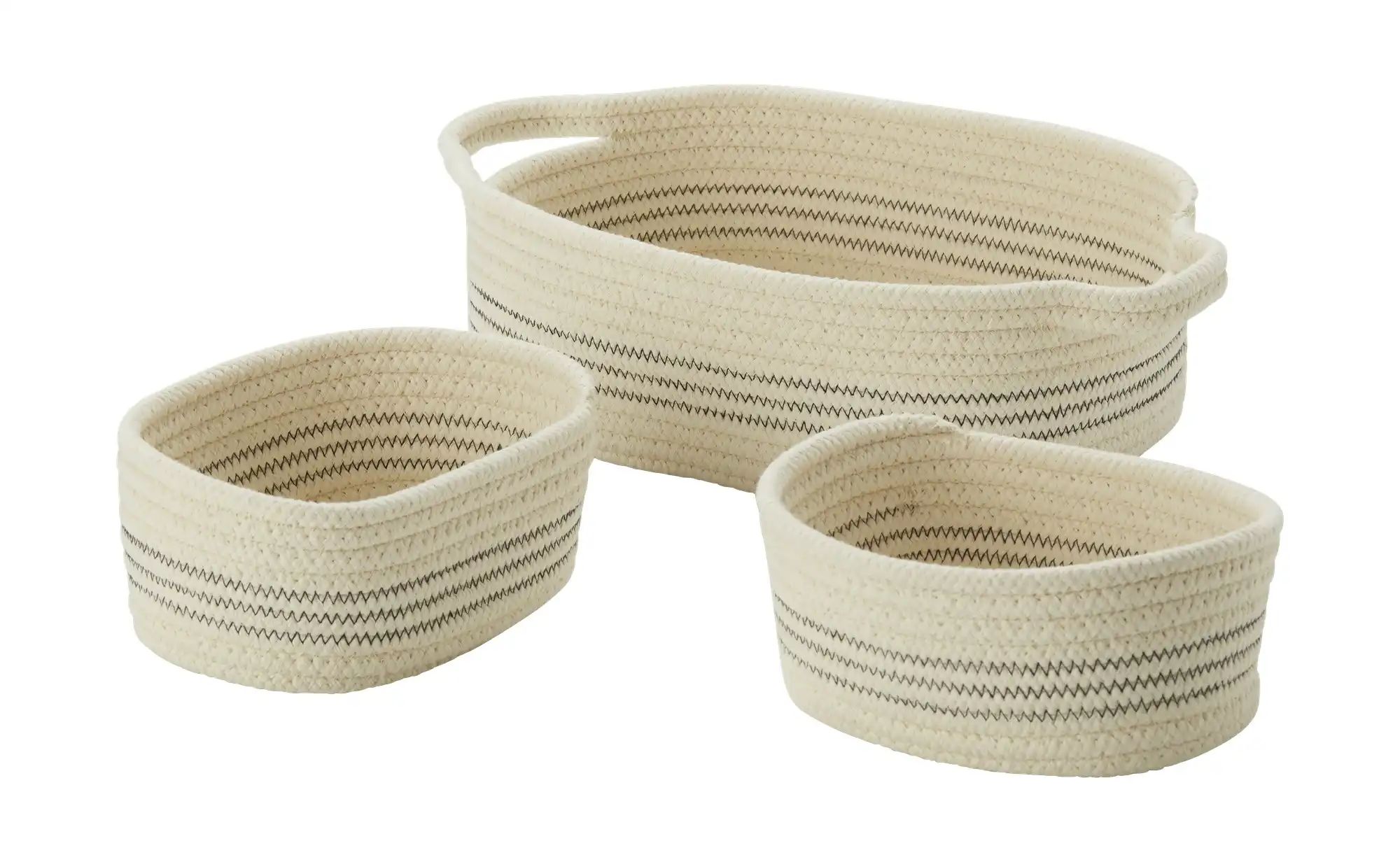 HOME STORY Aufbewahrungskörbe  3er Set   ¦ beige ¦ Polyester,Baumwolle ¦ Ma günstig online kaufen